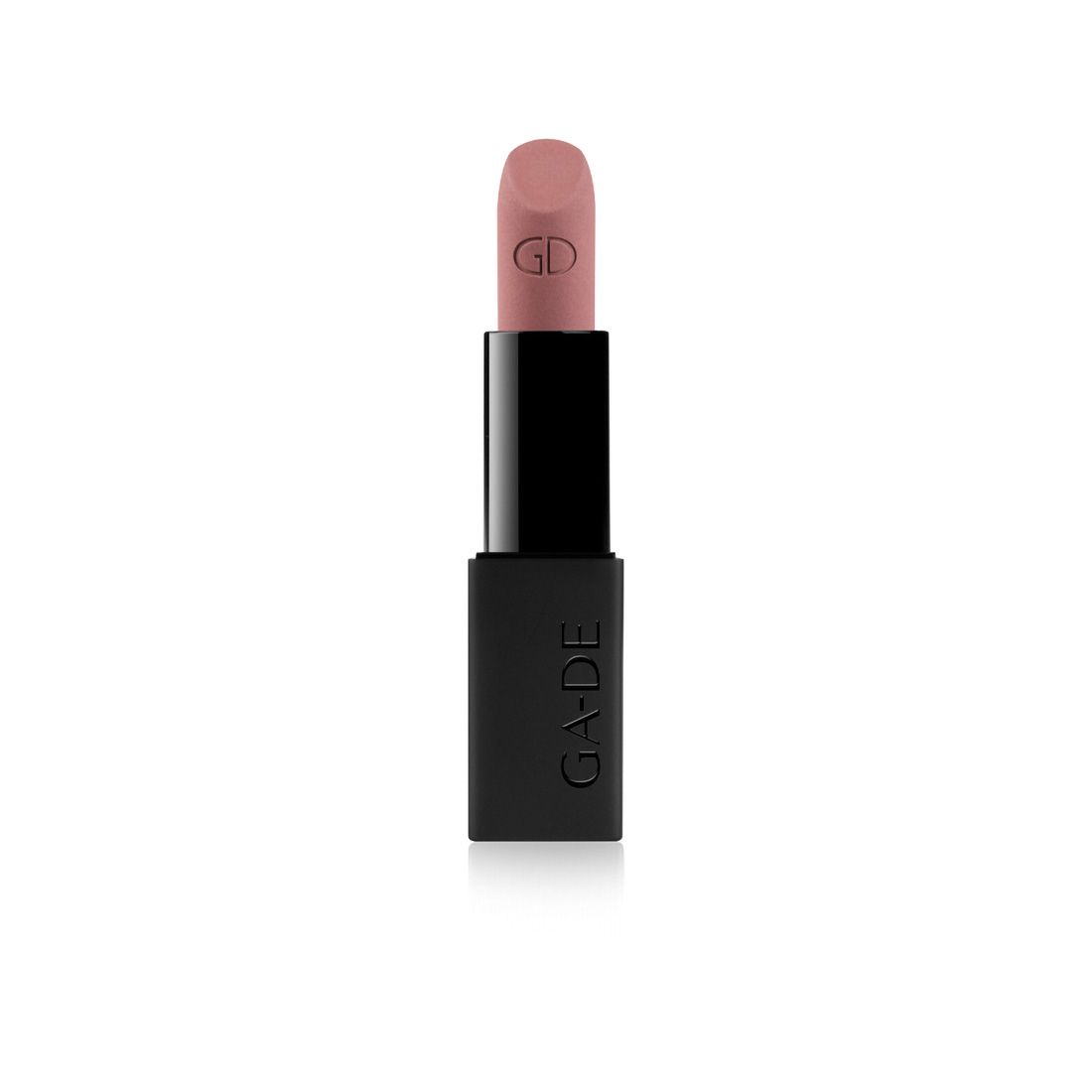 Lippenstift mit rosafarbenem Stift und schwarzer Hülse. Auf dem Lippenstift ist "GD" eingeprägt. Auf der Hülse steht "GA-DE".