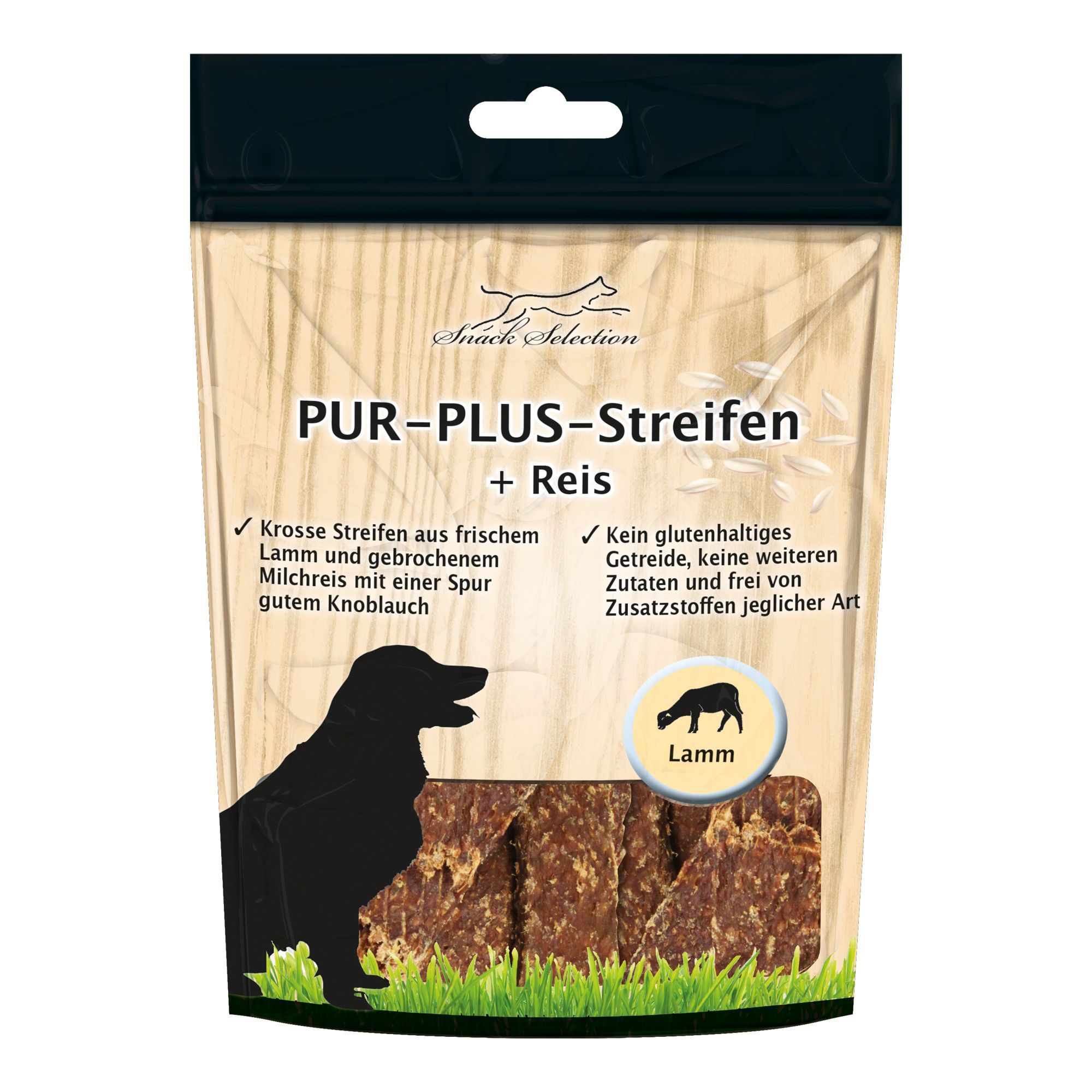 Schecker Pur-Plus-Streifen Lamm mit Reis - sind frei von Zusatzstoffen jeglicher Art 1,2 kg Futter