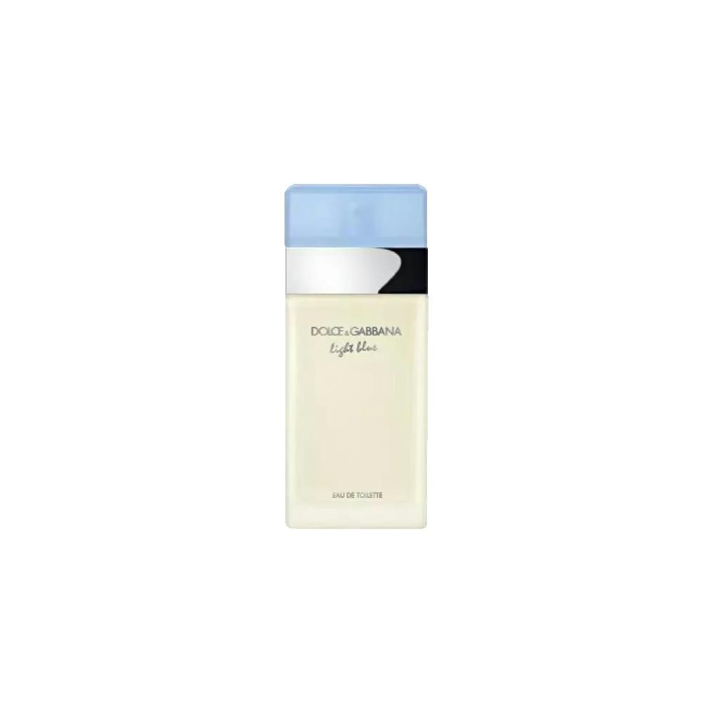 Dolce & Gabbana Light Blue E.d.T. Nat. Spray. Hellblauer Flakon mit hellblauer Kappe und silbernem Band. Aufschrift.
