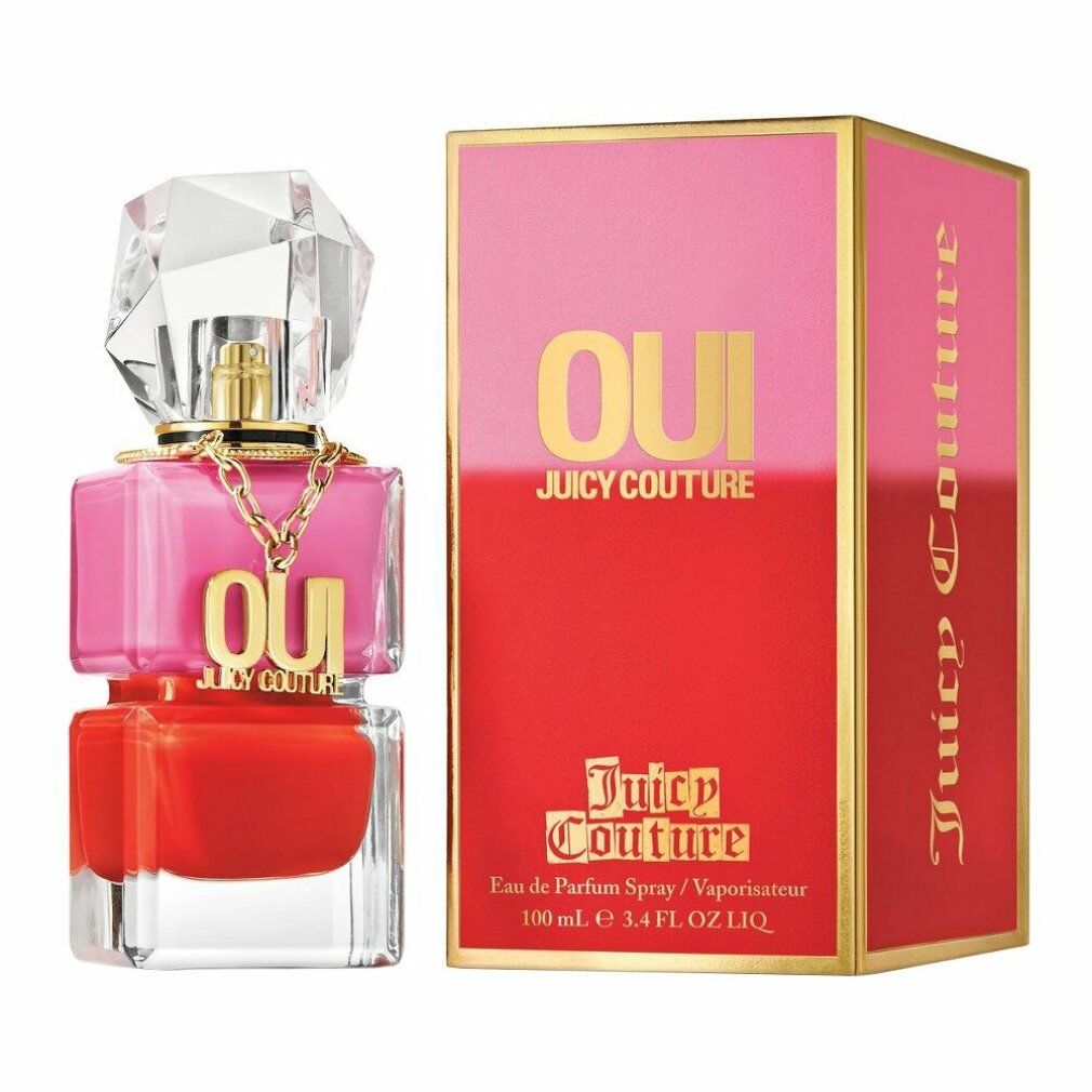 Juicy Couture Oui Eau de Parfum Spray Flakon und Verpackung.