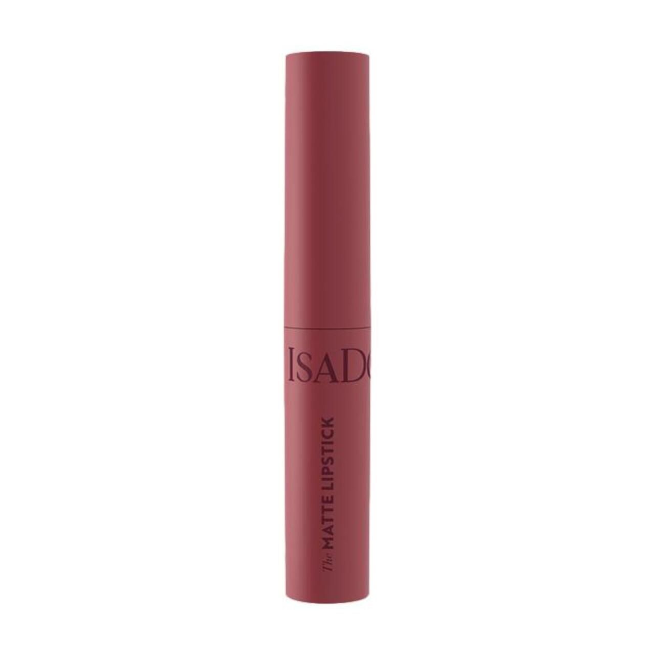 Geschlossener, rotbrauner Lippenstift. Aufschrift: IsaDora, The Matte Lipstick.