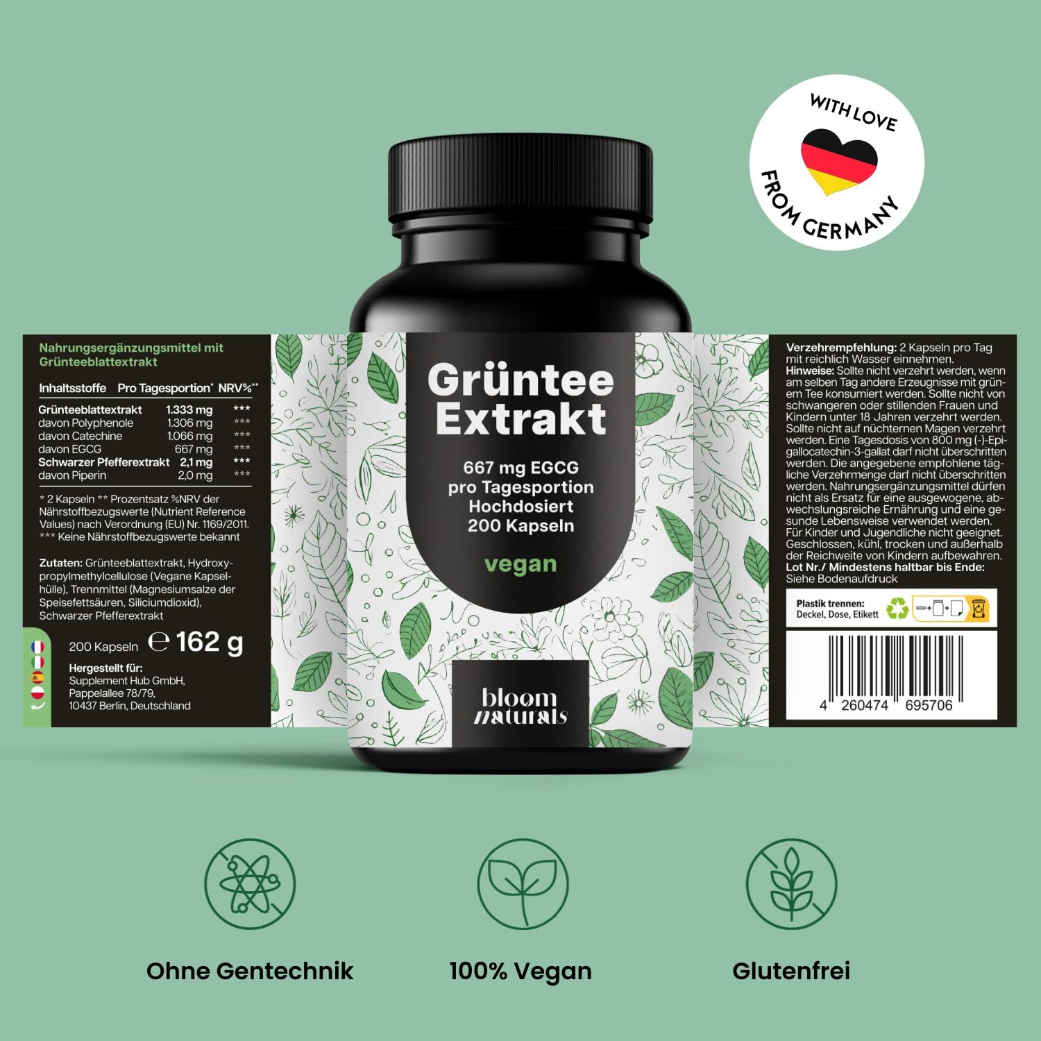 Bloom Naturals Grüntee Extrakt Kapseln