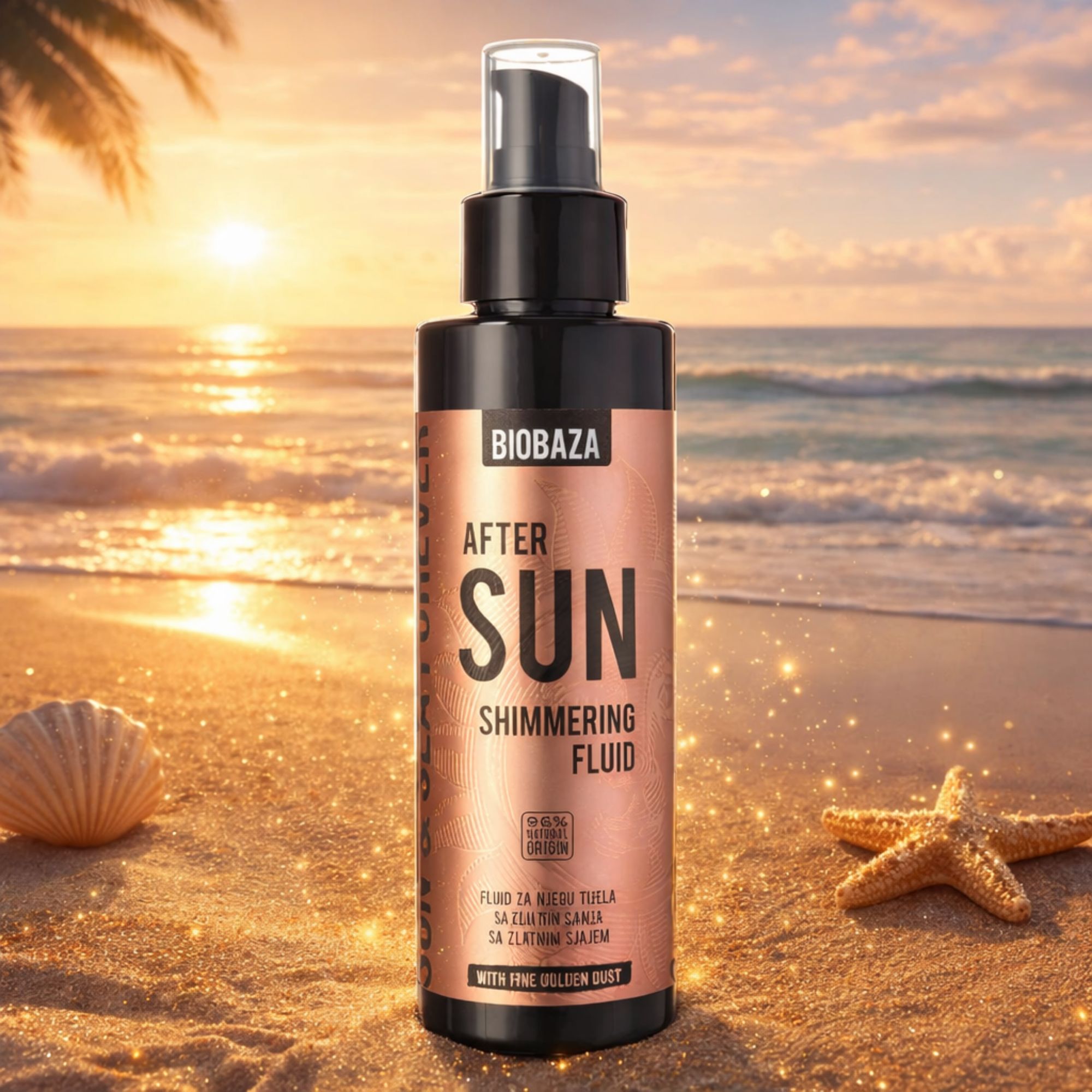 BIOBAZA After Sun Fluid mit goldenem Schimmer für die Körperpflege