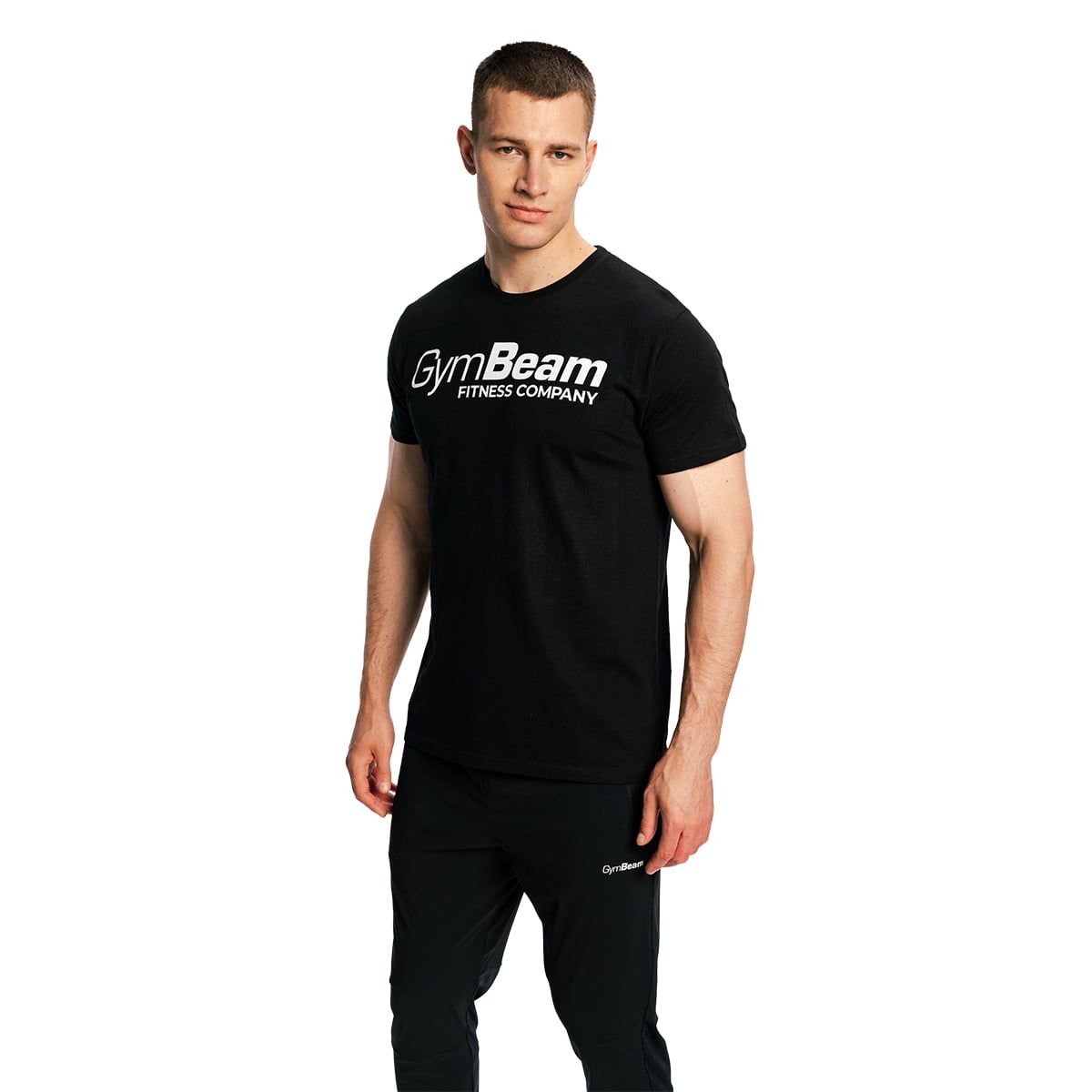 GymBeam T-Shirt Herren regular kurzarm aus Baumwolle Fitness schwarz