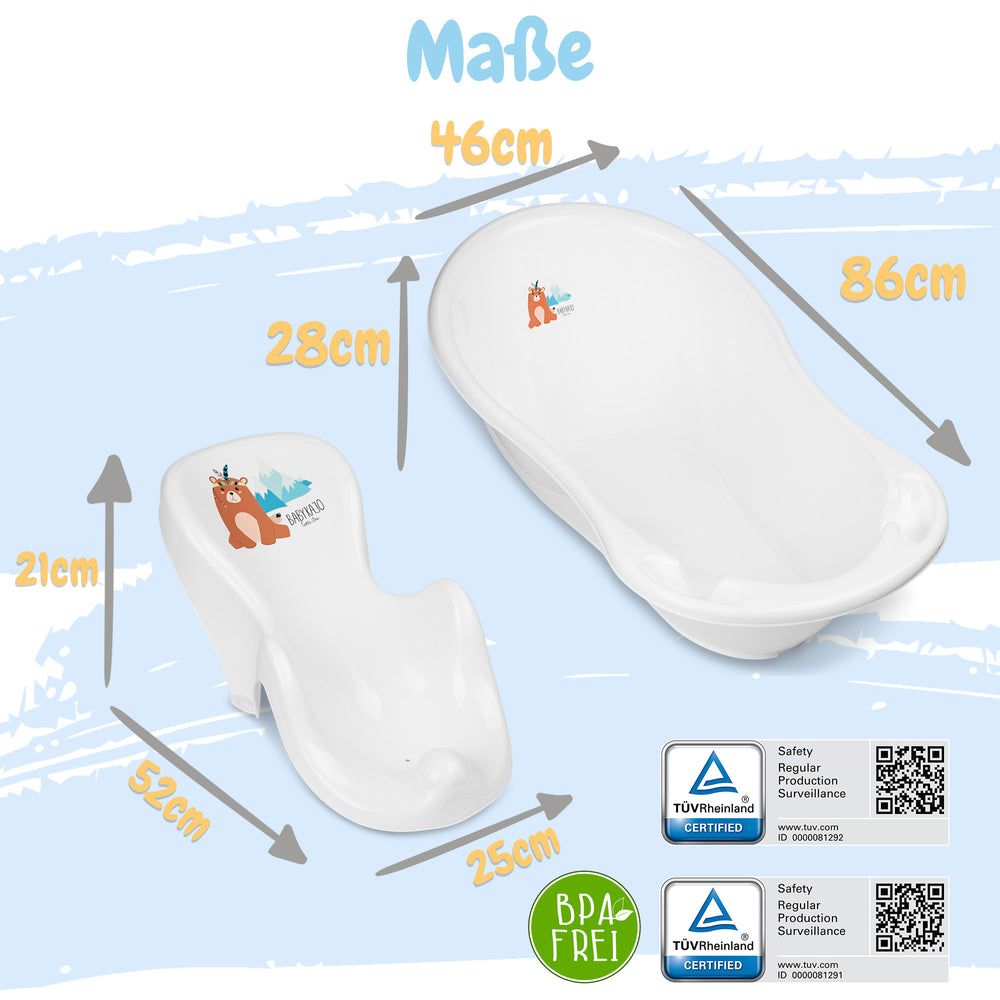 Babykajo 7 Set Baby Badewanne mit Gestell + Sitz Abfluss Töpfchen Hocker Toilettentrainer 1 St