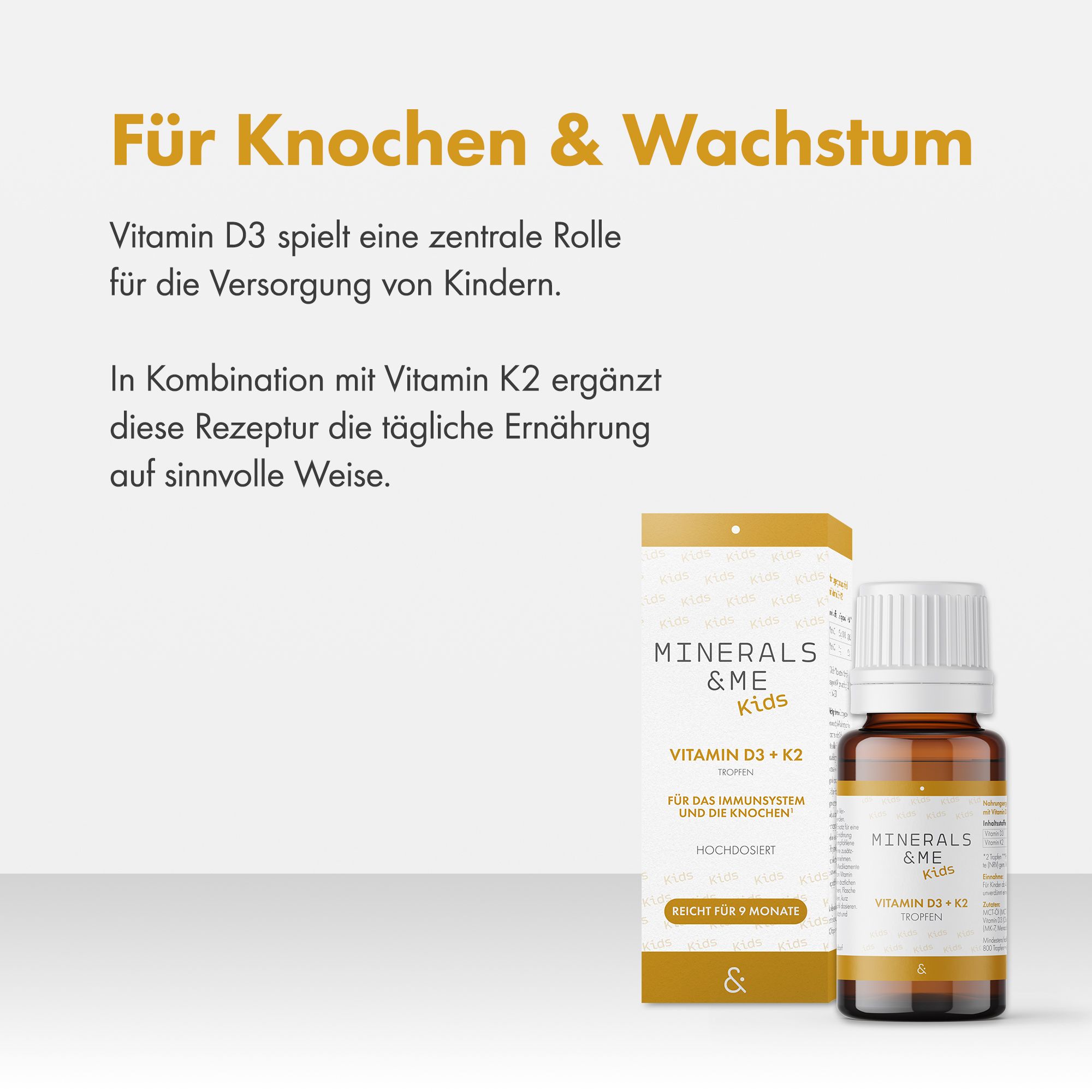 MINERALS & ME® Kids Vitamin D3 + K2 Tropfen