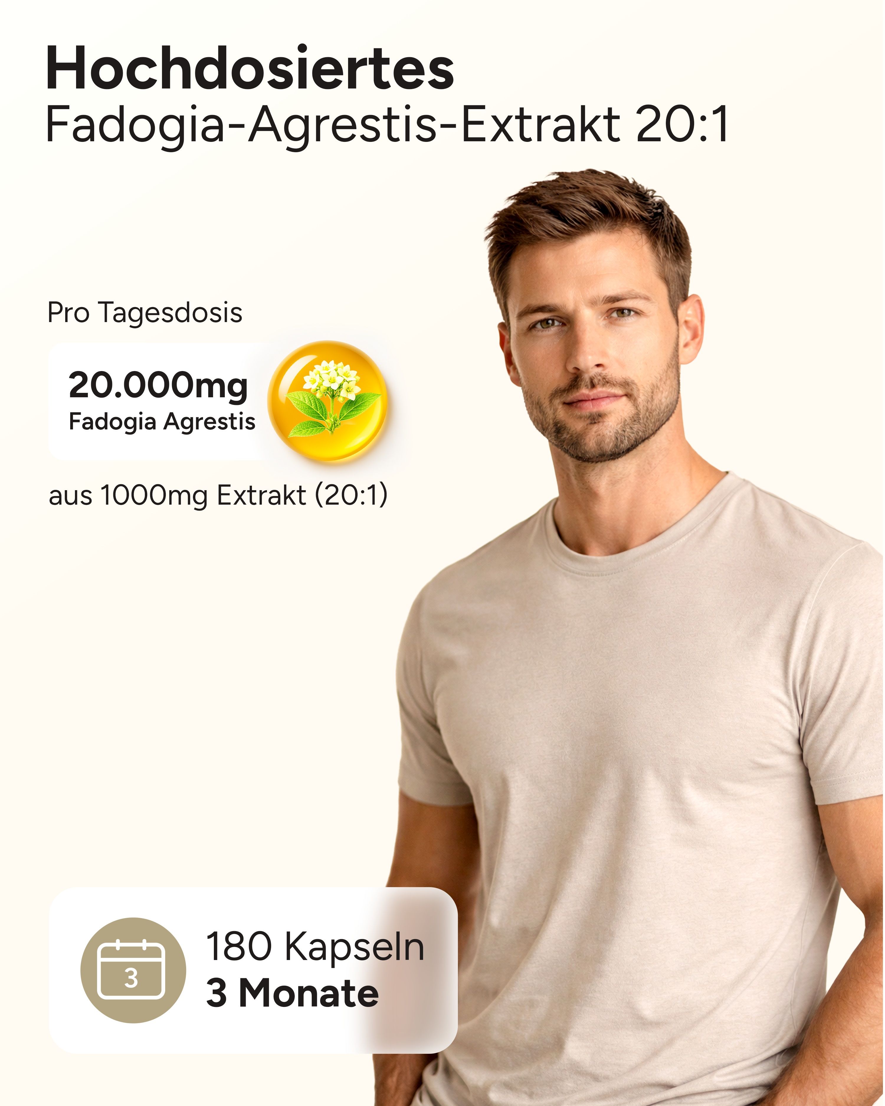 plantomol® Fadogia Agrestis Extrakt Kapseln ohne Zusätze - 20.000mg Fadogia pro Tag (2 Kapseln)