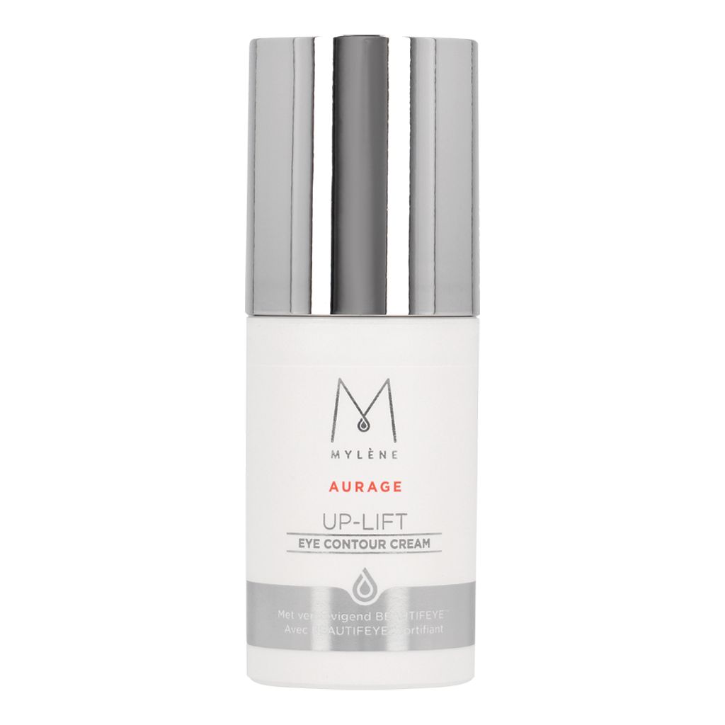 Mylène UP-LIFT Eye Contour Cream Flakon mit silbernem Applikator.