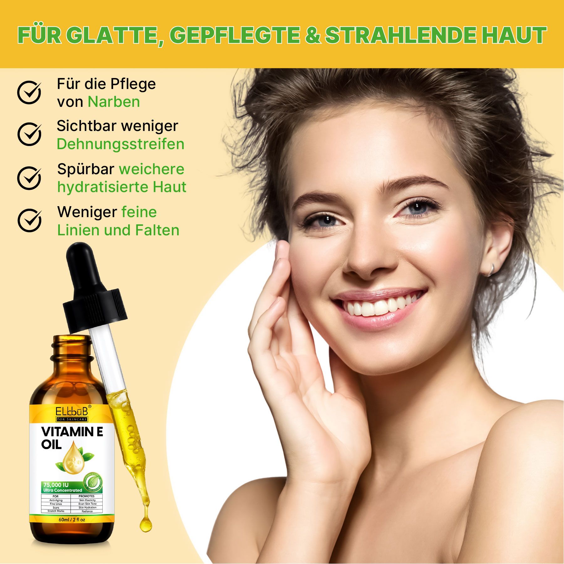 Flasche Vitamin E Öl mit Pipette, 75.000 IU.