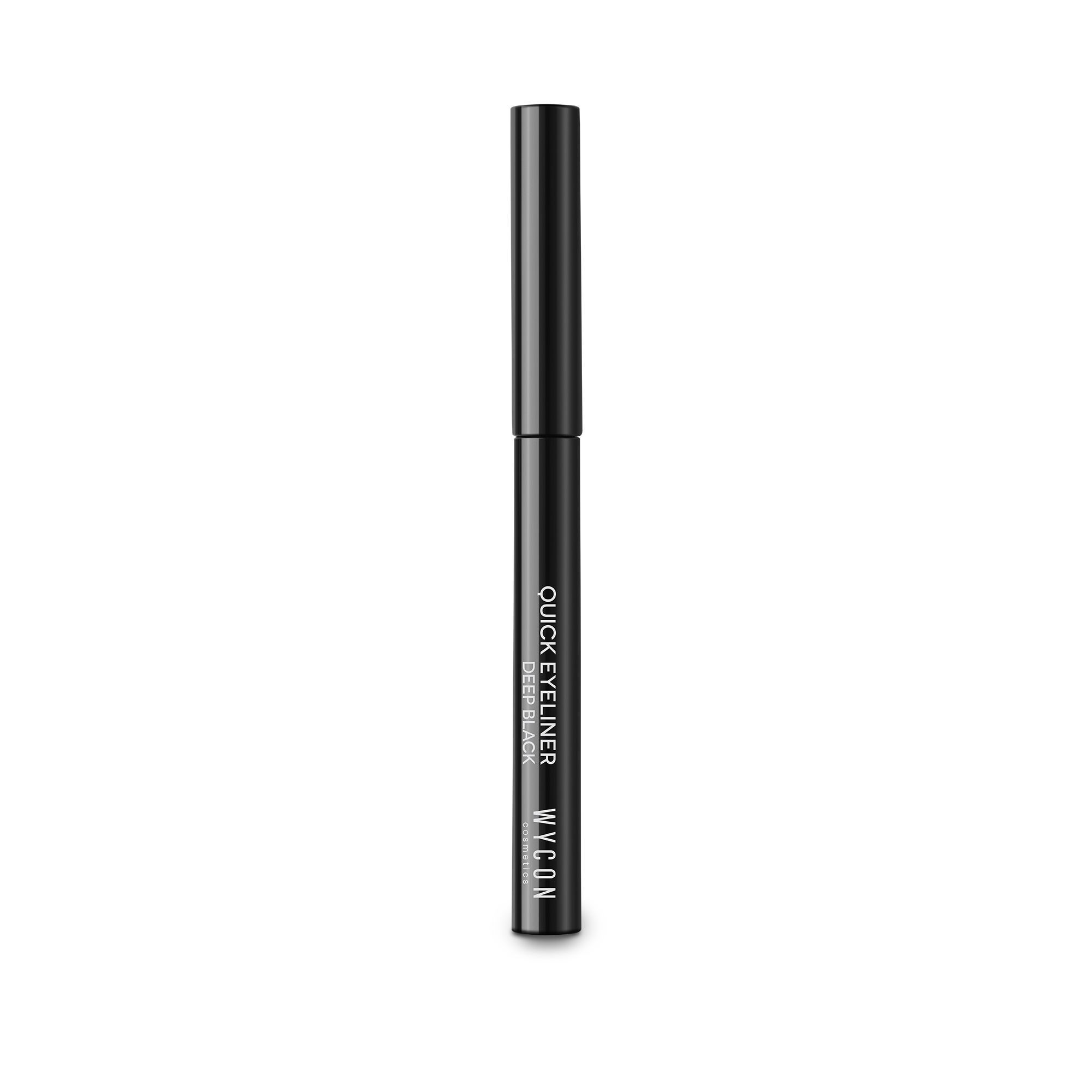 Penna eyeliner nera con nome prodotto e marchio.