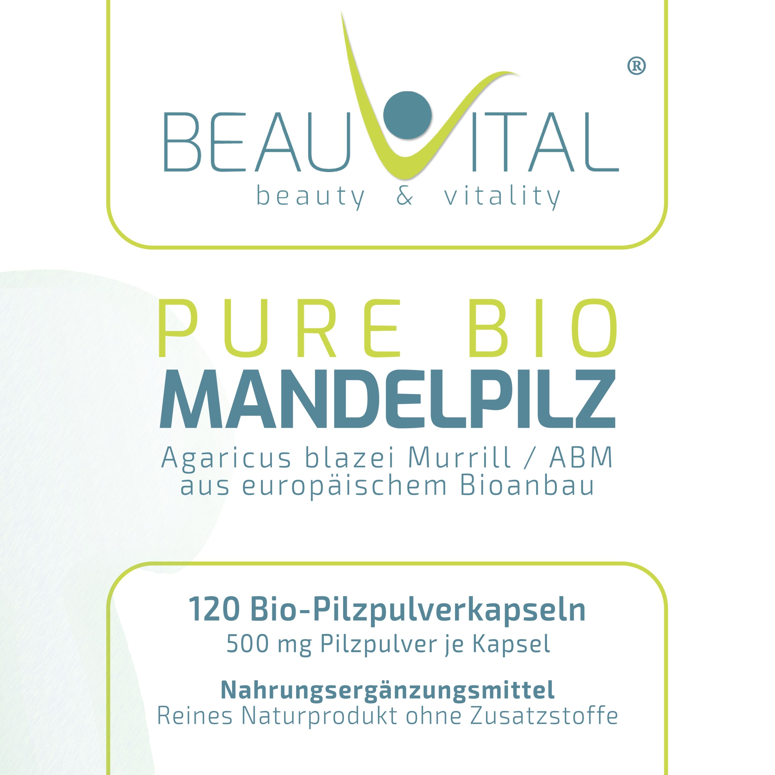 BEAUVITAL® Pure Bio Mandelpilz Kapseln (Agaricus blazei Murrill, ABM) aus EU-Anbau