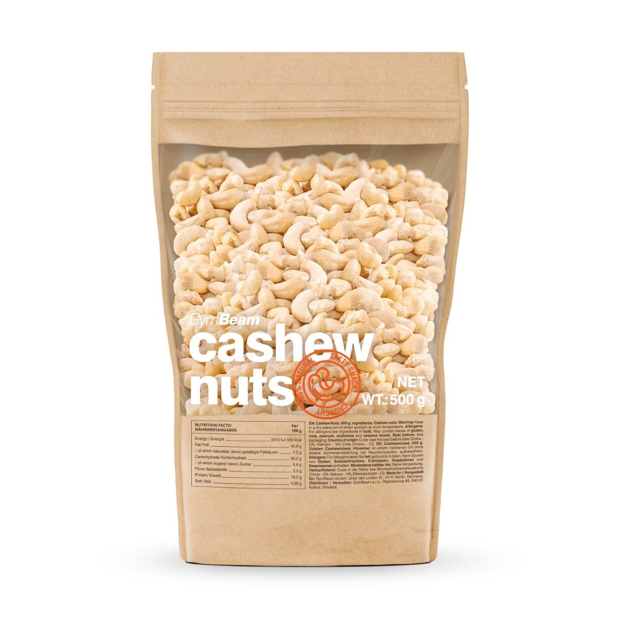 GymBeam Cashewnüsse ungesalzen 500 g und