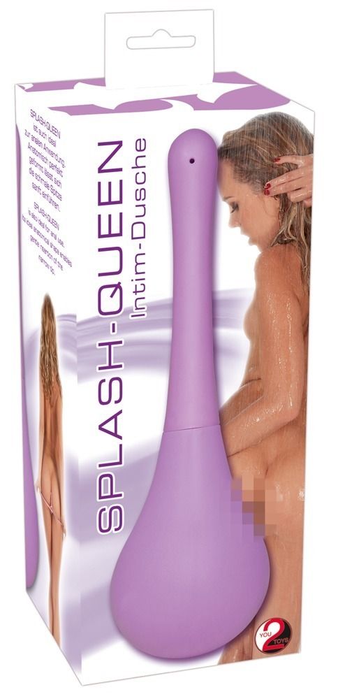 Lila Intimdusche in Verpackung. Aufschrift: SPLASH-QUEEN Intim-Dusche. You2Toys Logo.