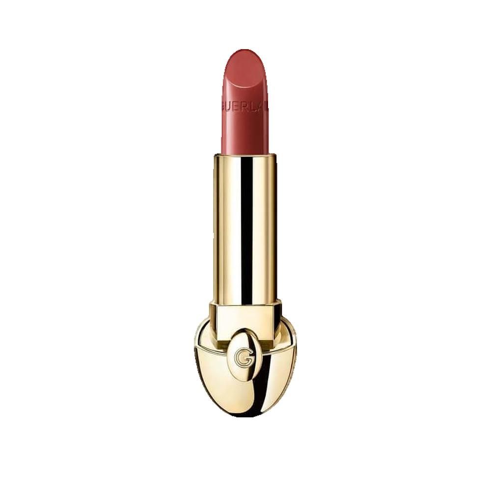 Goldfarbener Lippenstift mit rosafarbenem Stift. Der Stift trägt den Markennamen.