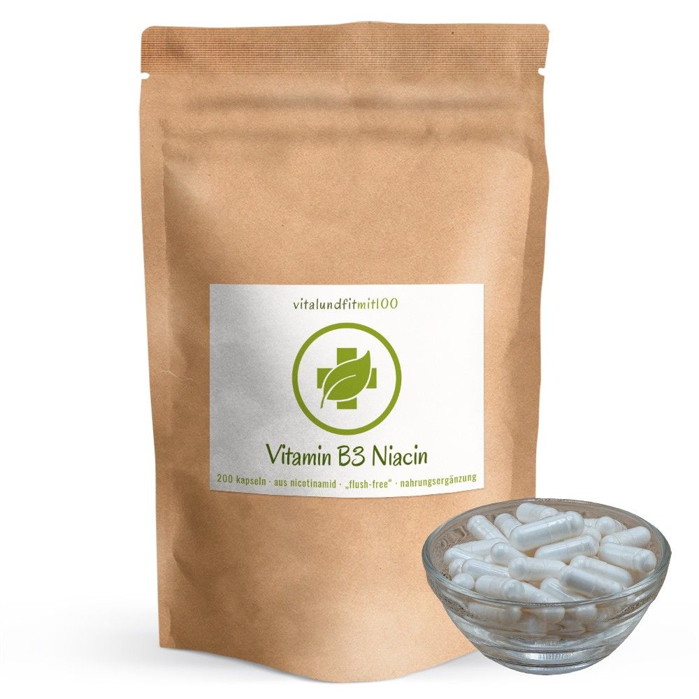 vitalundfitmit100® Vitamin B3 Niacin (Nicotinamid) Kapseln