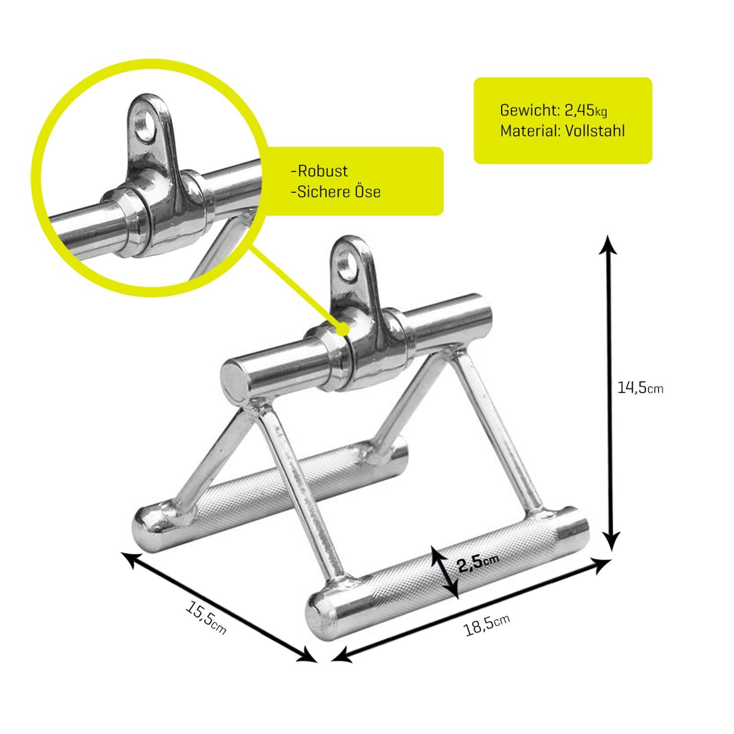 Parallelgriff mit Gelenk. Metall, geriffelte Griffe. Maße: 18,5 x 15,5 x 2,5 cm. Text: Robust, sichere Öse, Gewicht 2,45 kg, Material: Vollstahl.