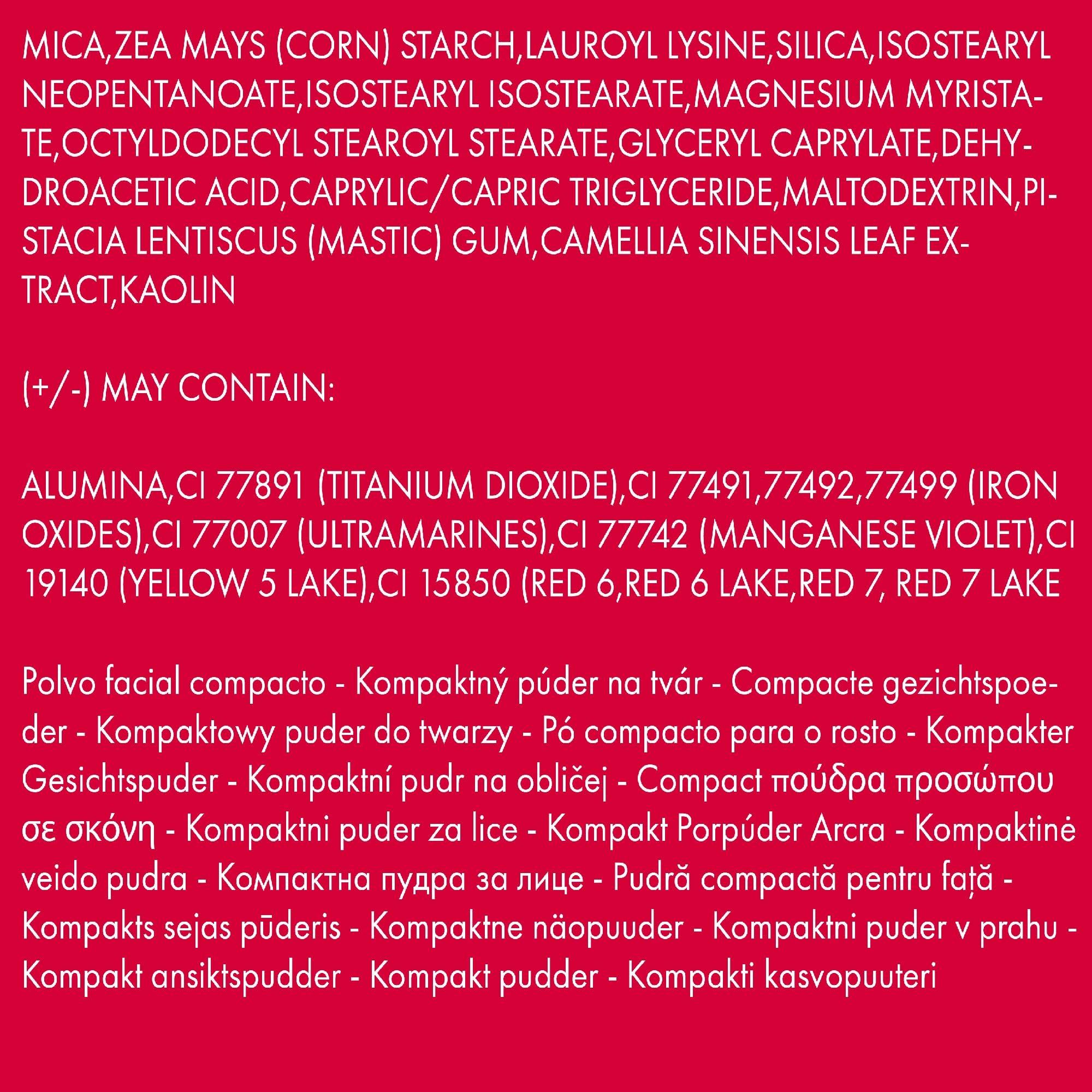 Zutatenliste. Text in mehreren Sprachen. Inhaltsstoffe und chemische Bezeichnungen.