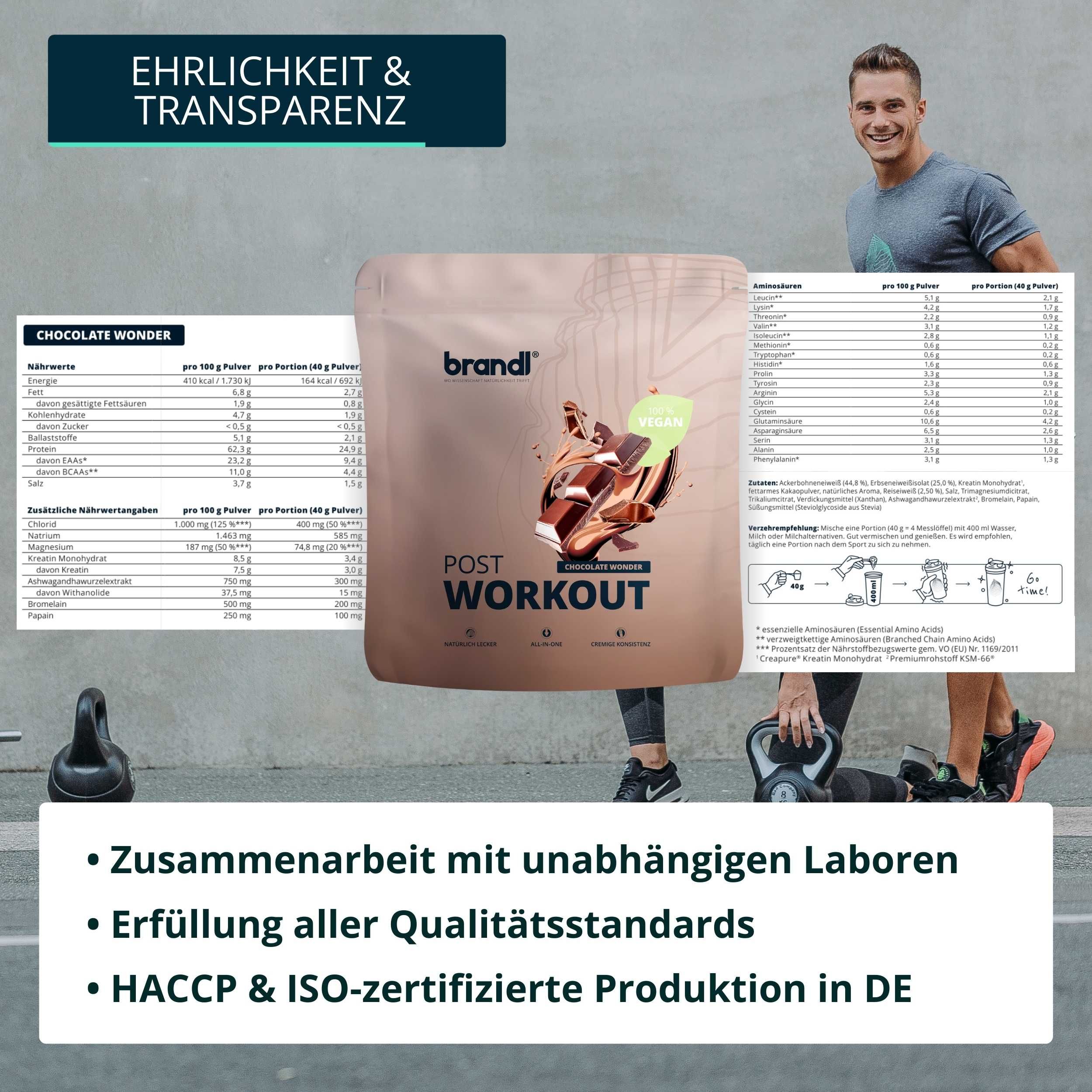 brandl® Veganes Protein-Pulver All-in-One nach dem Training | Kombi-Vegan-Protein