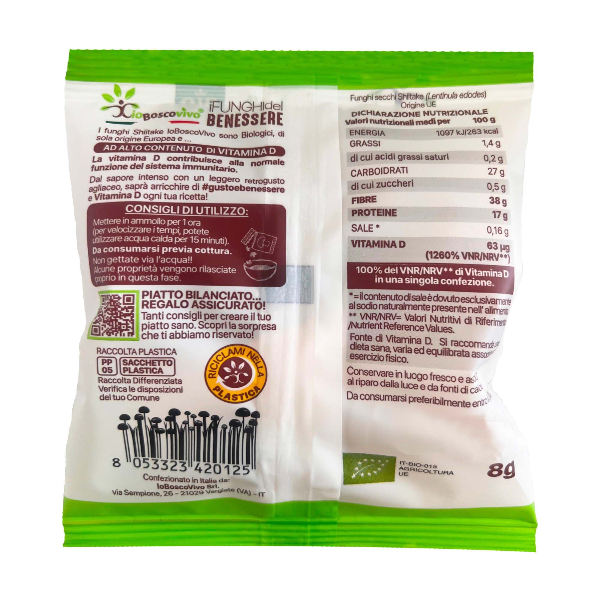 IoBoscoVivo Bio-Shiitake-Pilze, getrocknet und in Scheiben