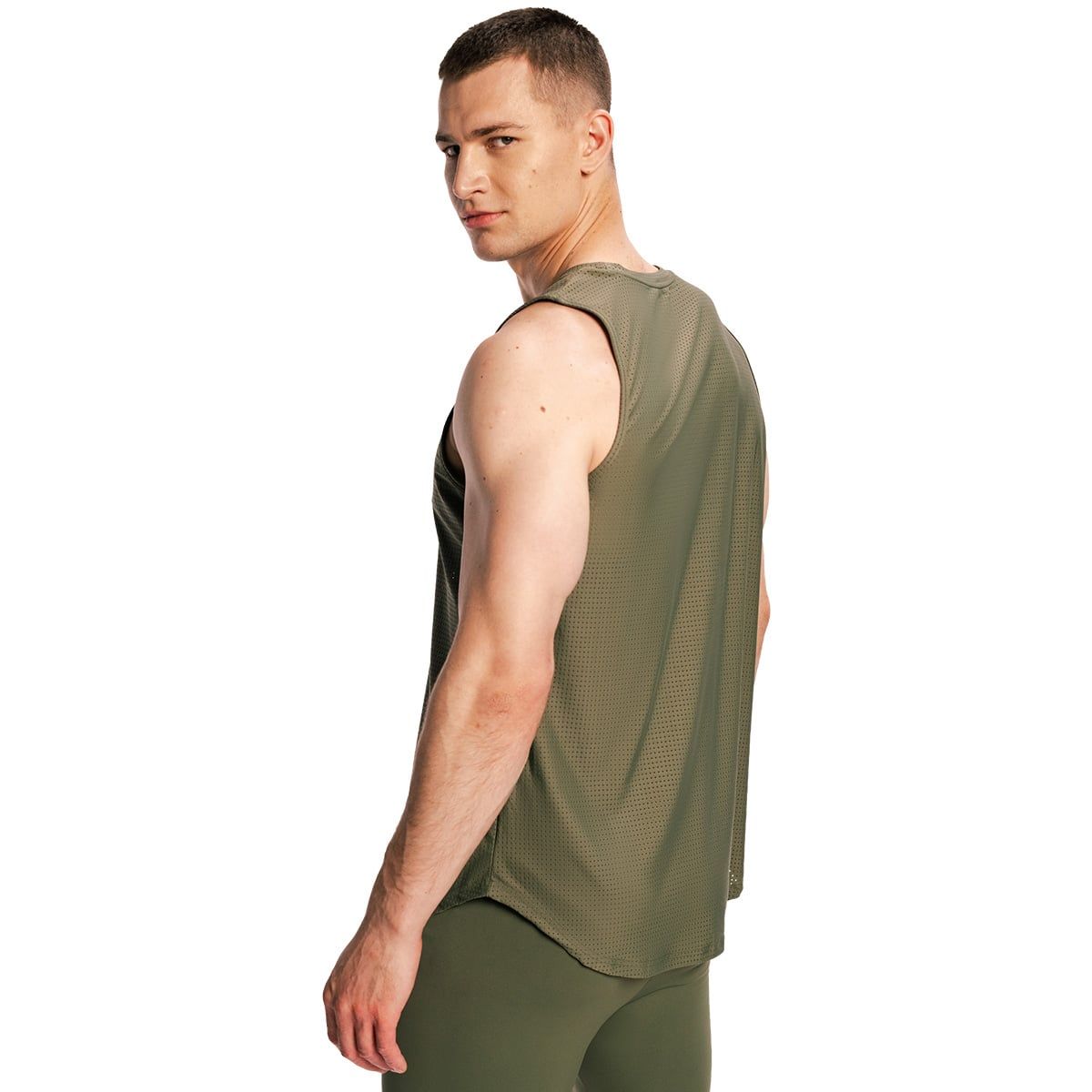 GymBeam Tanktop Herren regular ärmellos Combat in Olivgrau