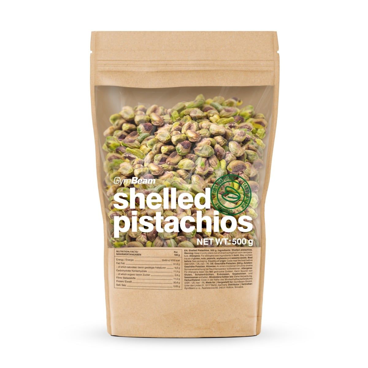 GymBeam Geschälte Pistazien vegan 500 g
