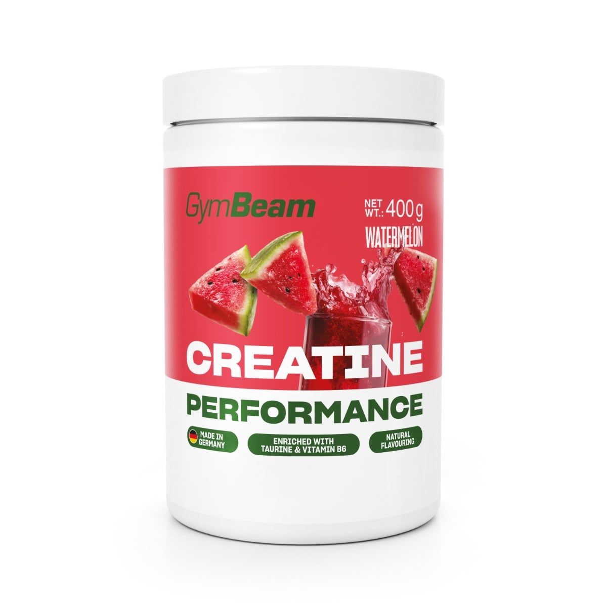 GymBeam Creatine Performance Pulver, 400g, Wassermelone. Enthält Taurin & Vitamin B6.