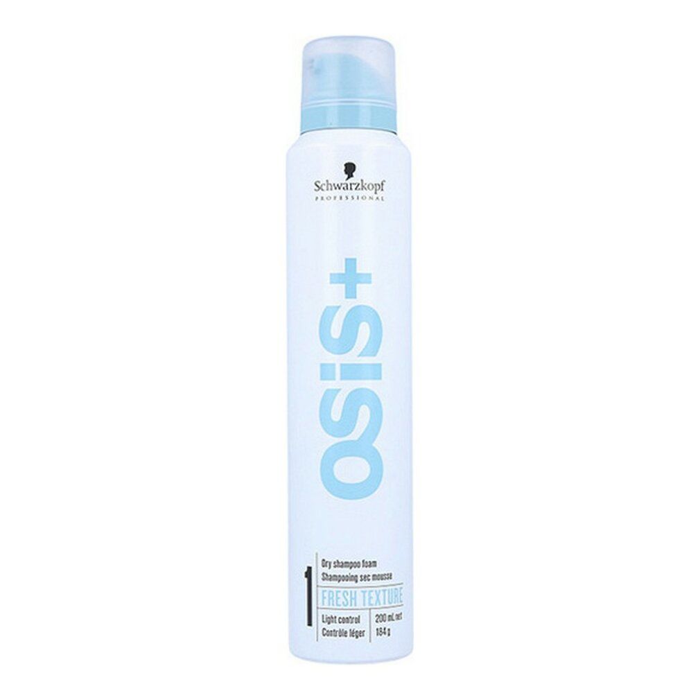 Weißes Trockenshampoo-Spray mit blauem Aufsatz. Schriftzug Osis+ und Schwarzkopf. Text: Fresh Texture, Light Control.