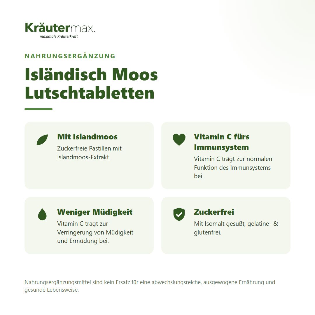 Kräutermax Isländisch Moos Lutschtabletten: Mit Isländisch Moos, Vitamin C, zuckerfrei.