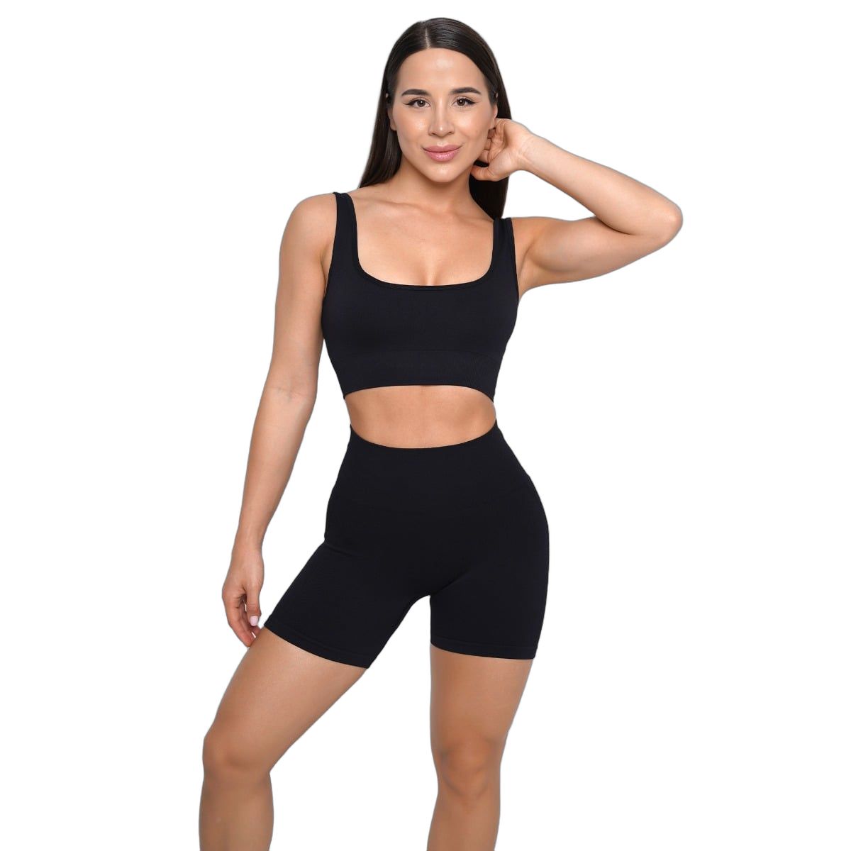 GymBeam Sport-BH Damen nahtlos mit breiten Trägern LIFT Schwarz