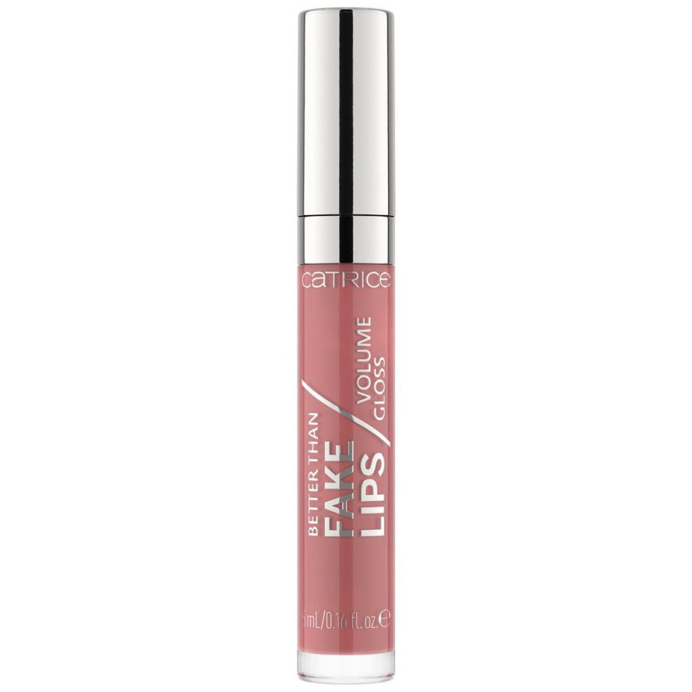 Lipgloss mit silberfarbenem Deckel. Aufschrift: Catrice, Volume Gloss, Better Than Fake Lips.