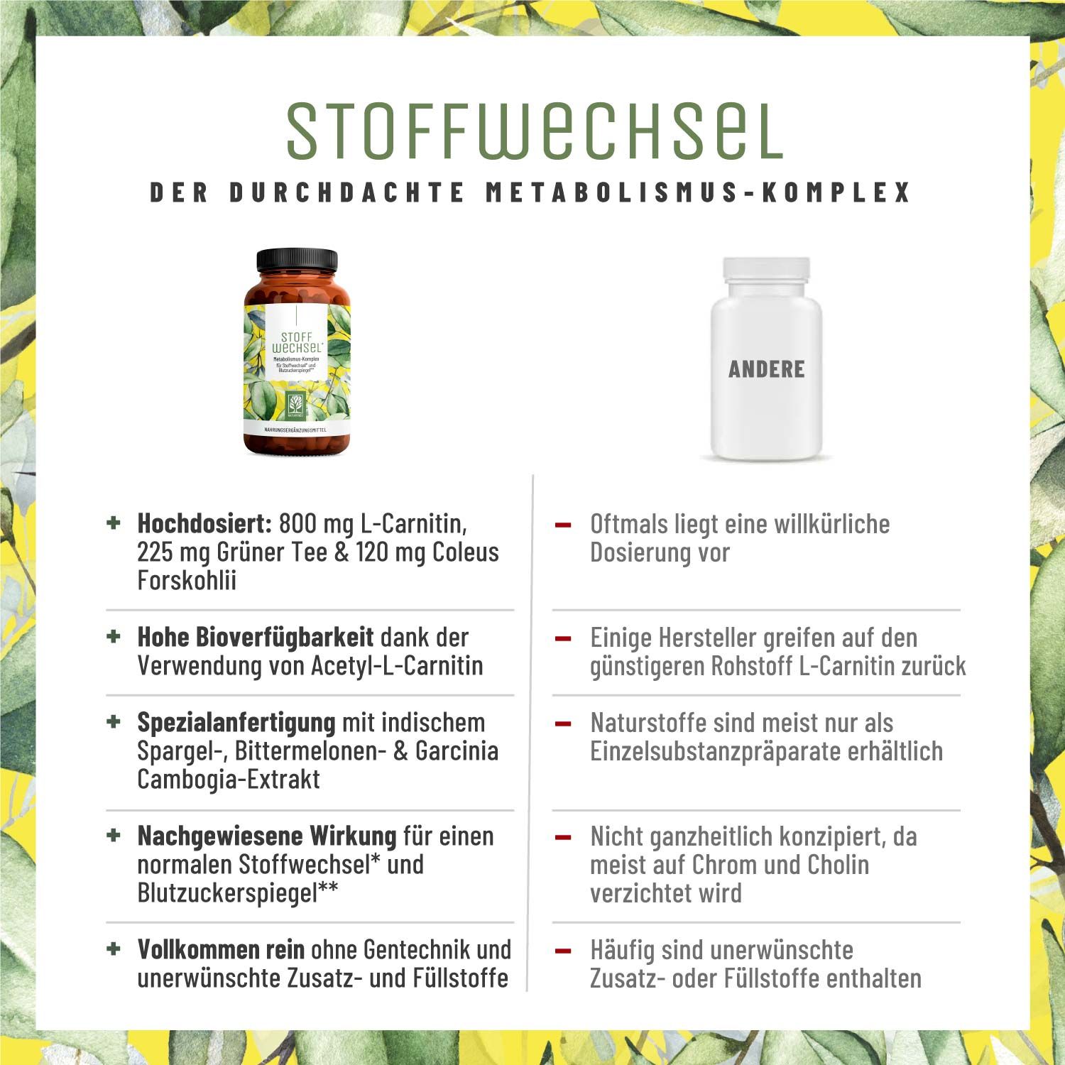Stoffwechsel mit L-Carnitin und grünem Tee-Extrakt - NATURTREU®
