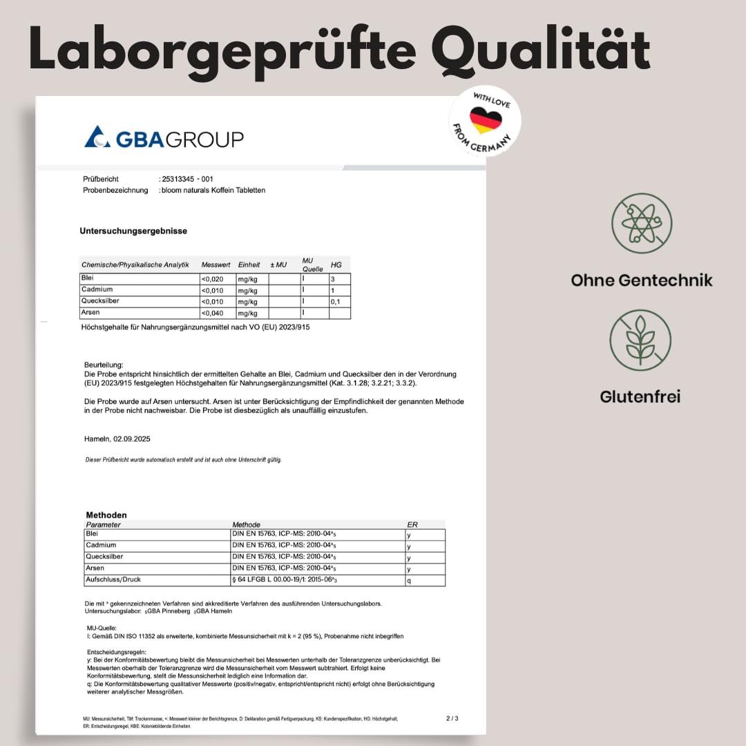 Bloom Naturals Koffeintabletten 200 mg