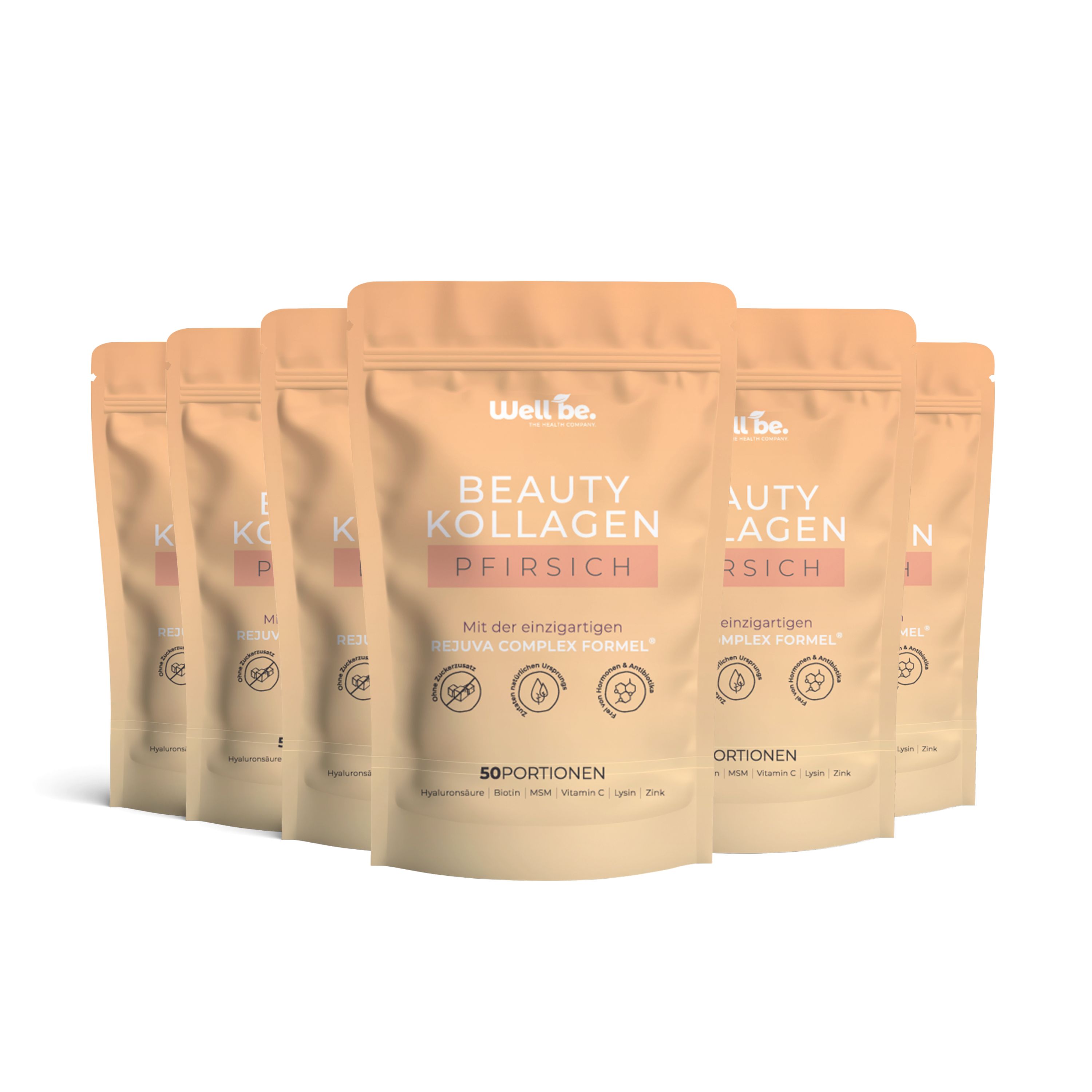 wellbe Beauty Kollagen Pfirsich mit Rejuva Complex® Formel 6x250 g Pulver