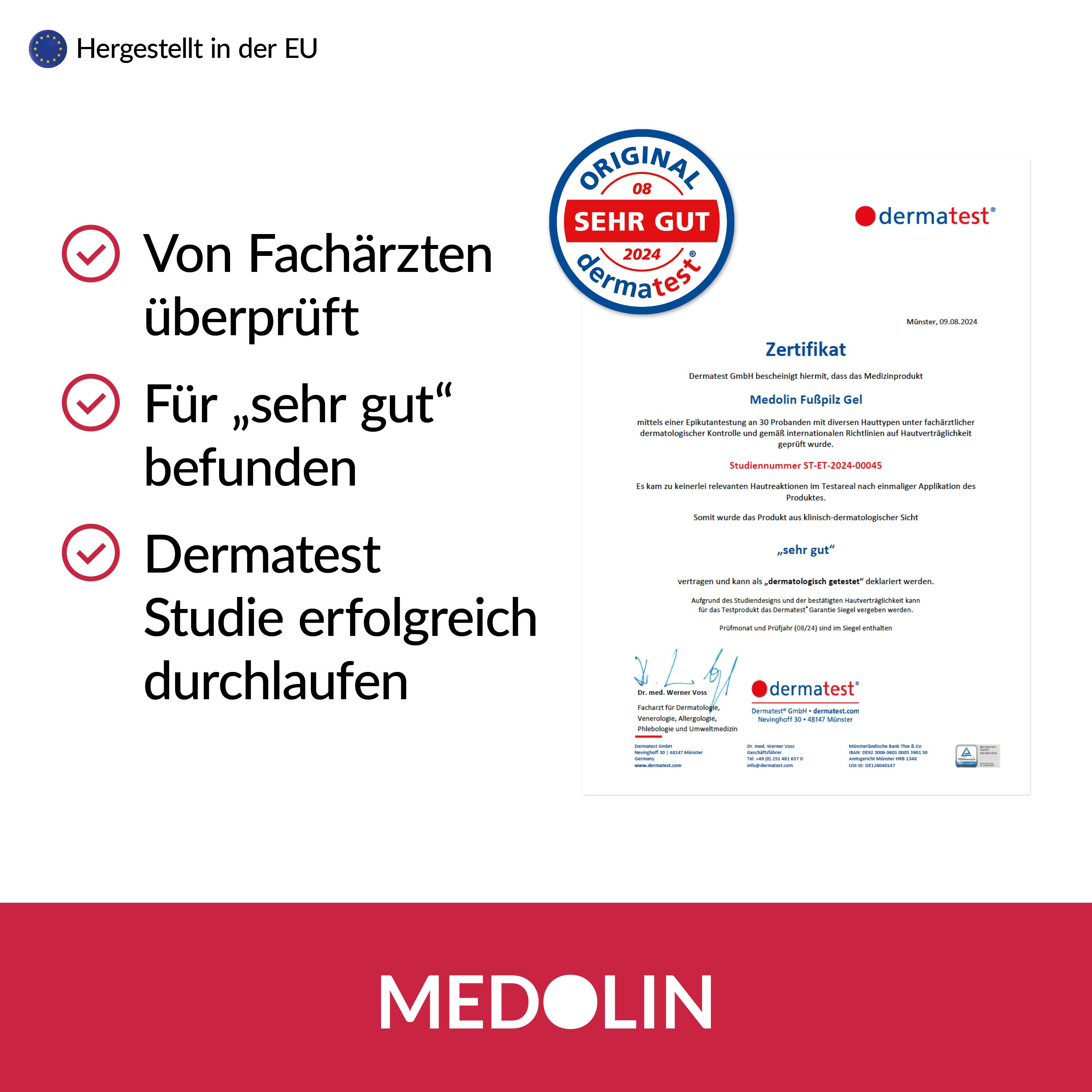 Medolin® Fußpilz Gel - Fusspilzgel mit effektiver Wirkung - Fußpilz Creme