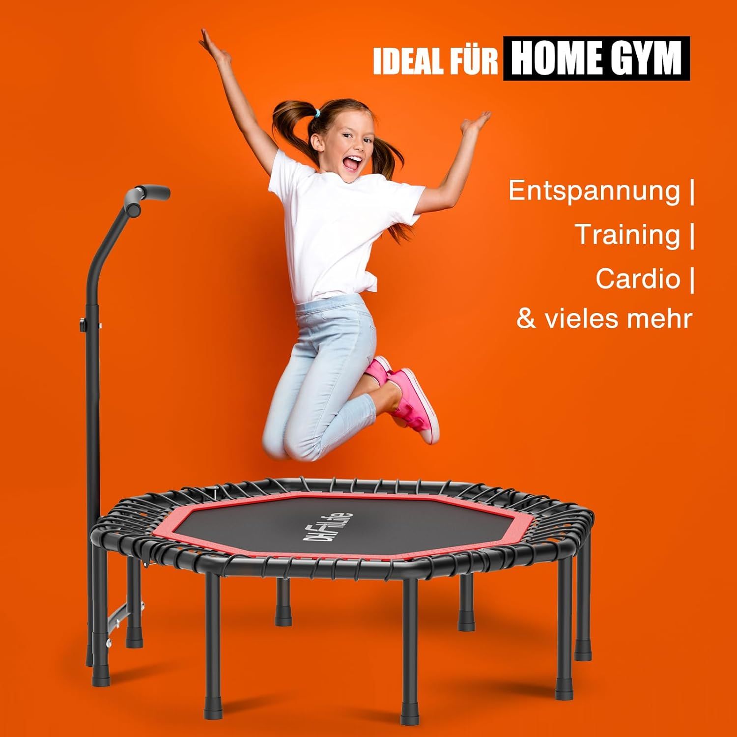 DH FitLife 121cm 48 Zoll klappbar Fitness Trampolin ohne Installation