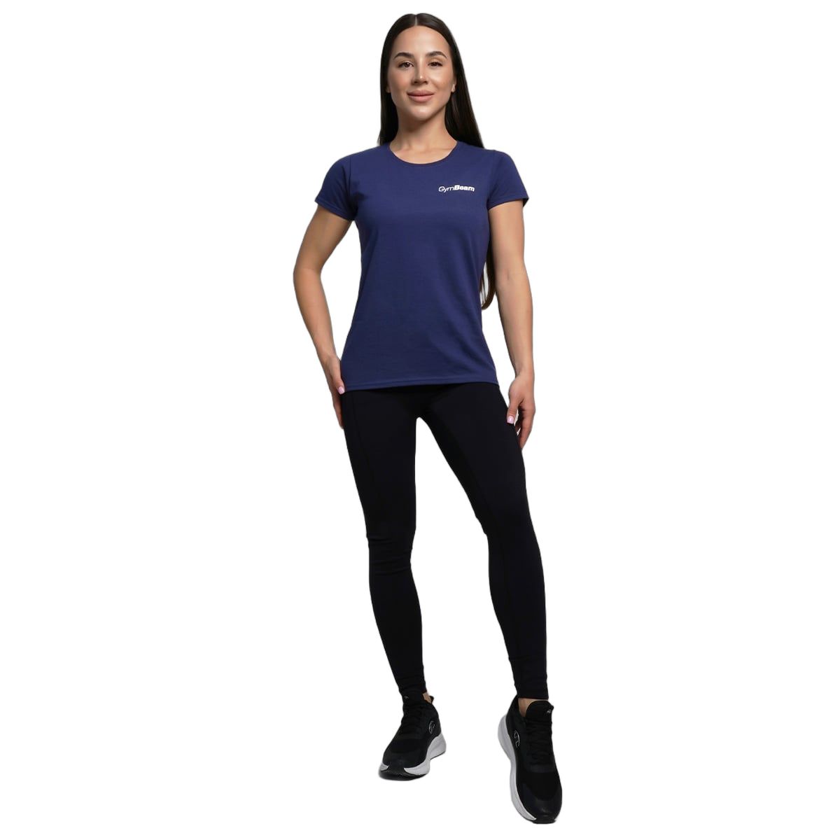 GymBeam T-Shirt Damen regular Kurzarm mit rundem Ausschnitt Marineblau