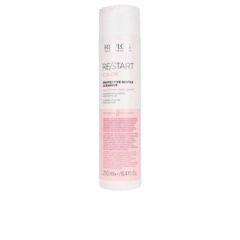 Weiß-rosa Flasche mit Produktbezeichnung und Text. Enthält 250 ml. Marke Revlon.