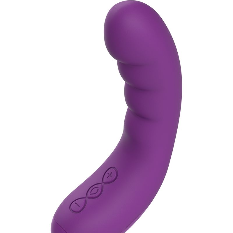 Lila Vibrator mit Bedienknöpfen.