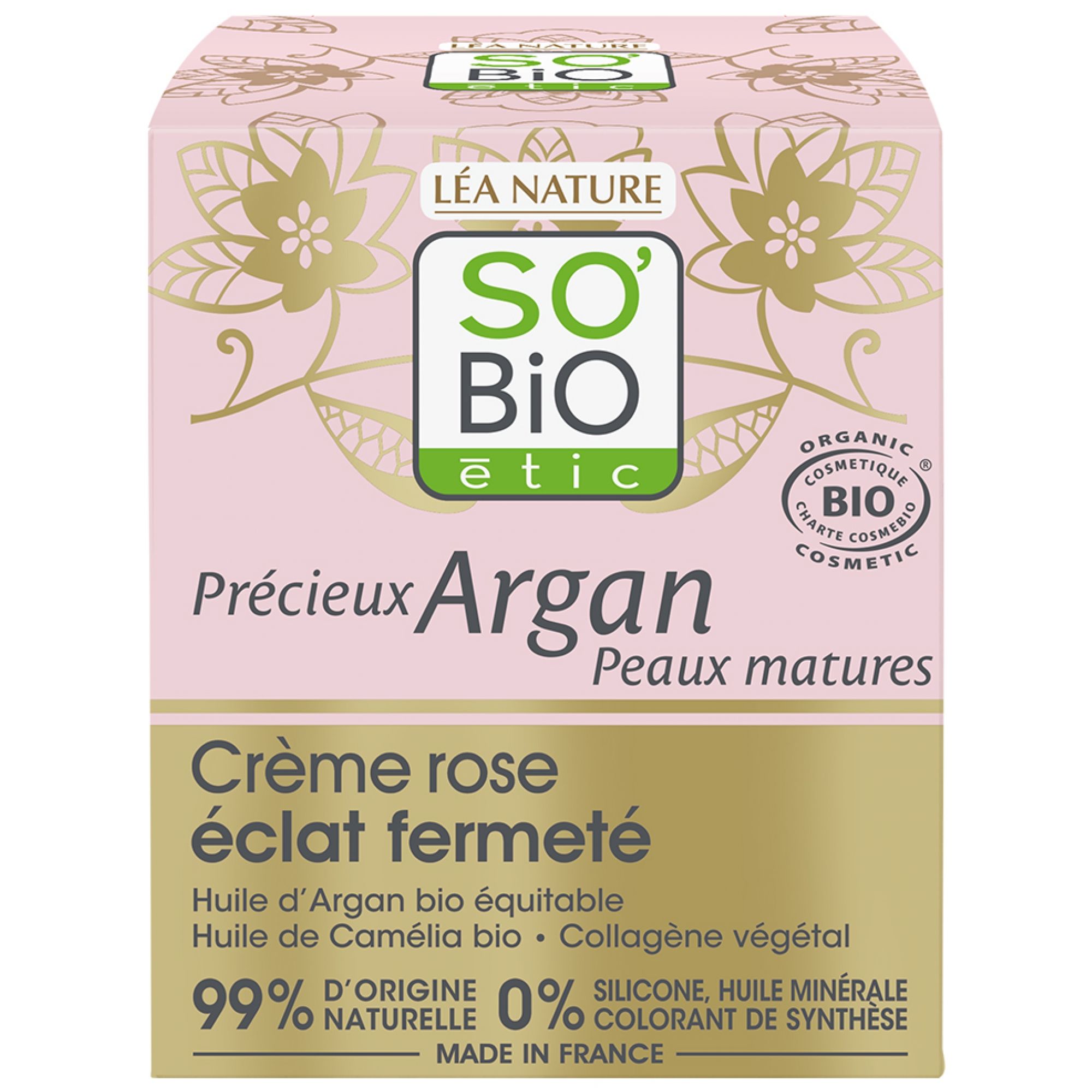 Léa Nature SO BIO étic Précieux Argan Crème Rose Éclat Fermeté Bio 7x6x5,7 cm