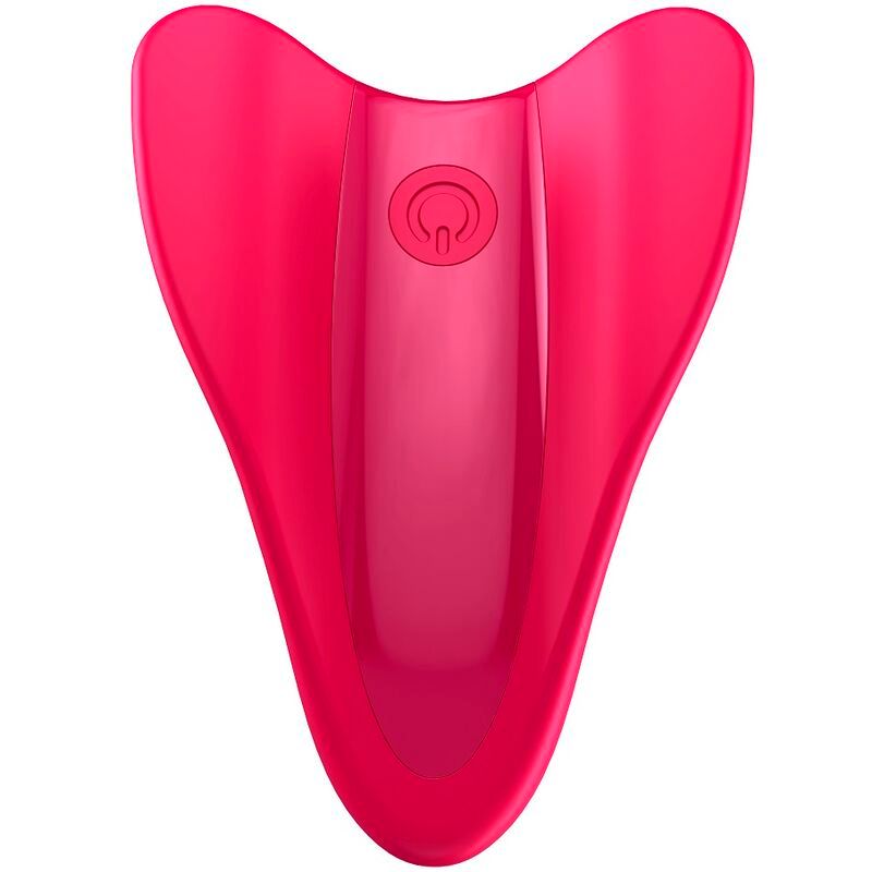 Rosa Fingervibrator mit Power-Taste. Abgerundete Form.