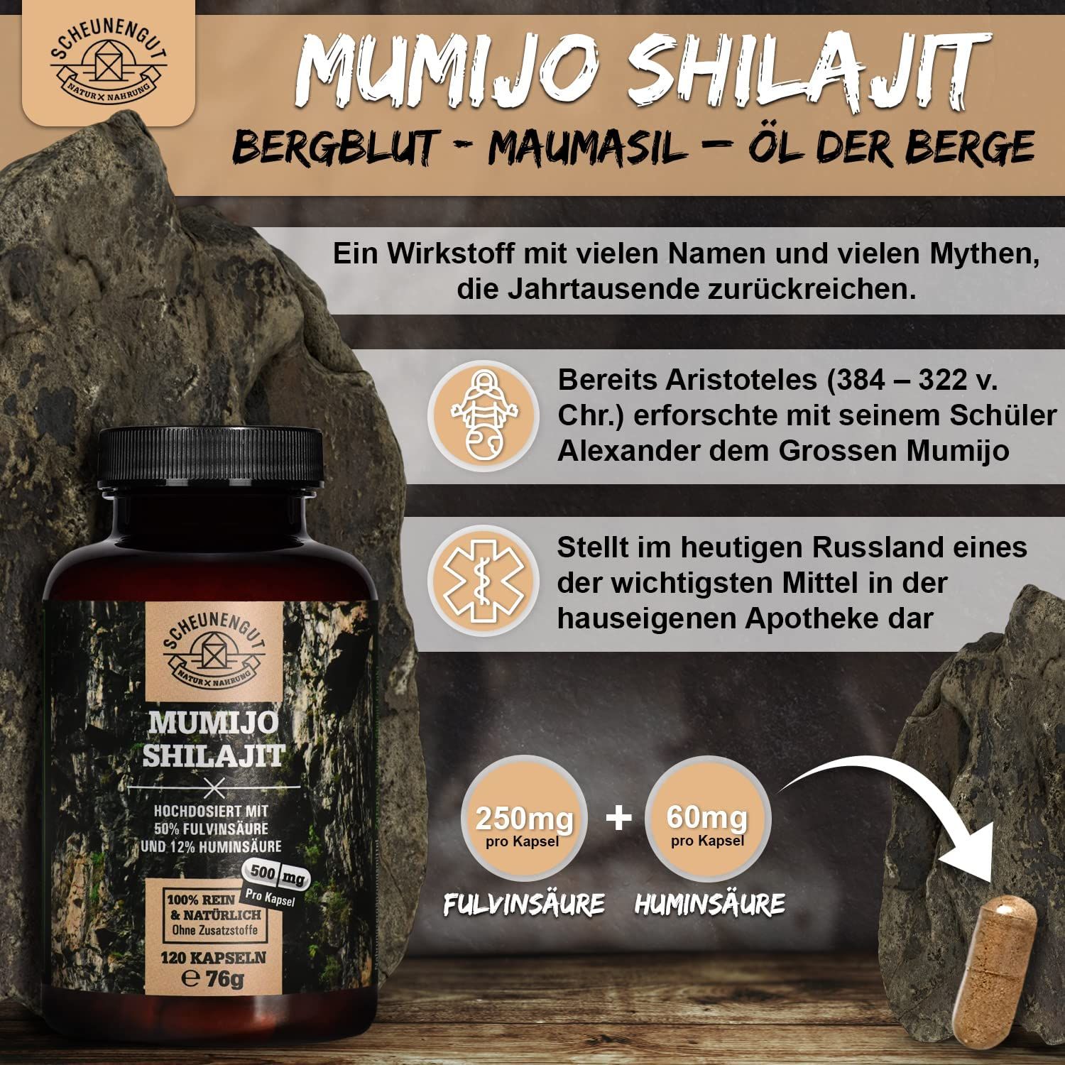 Scheunengut® Shilajit Das Original mit 50 Fulvinsäure & 12