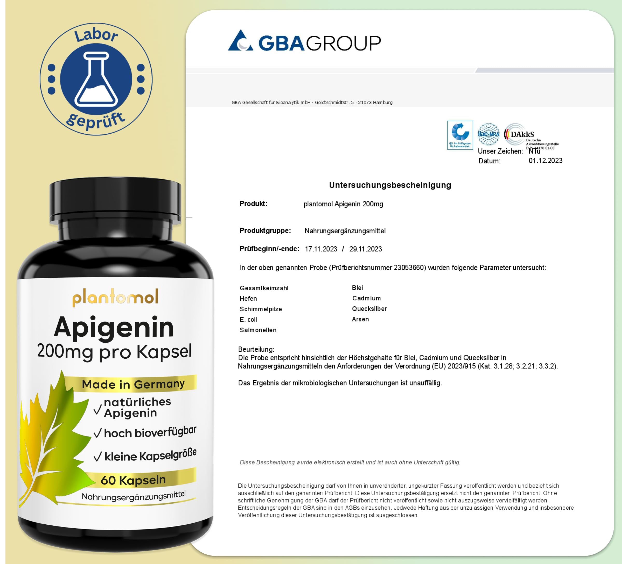 plantomol® Apigenin Kapseln 200mg aus Kamille-Extrakt mit Piperin