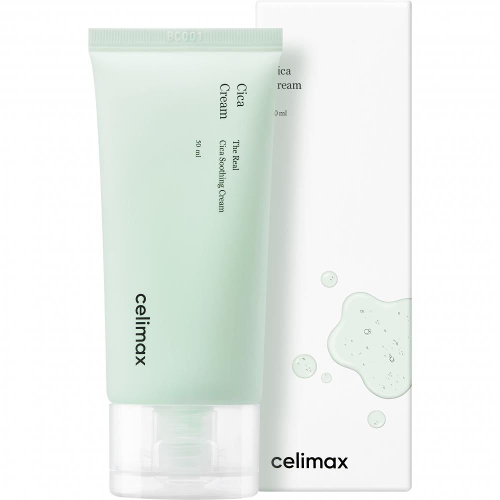 Celimax Cica Creme Tube neben Verpackungsbox.