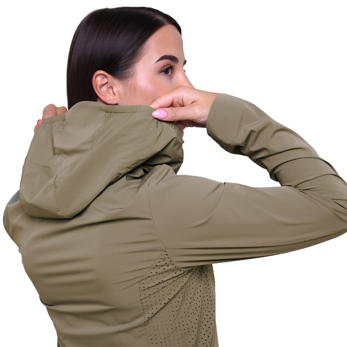 GymBeam Jacke Damen Slim mit Kapuze und Reißverschluss Pulse Vetiver