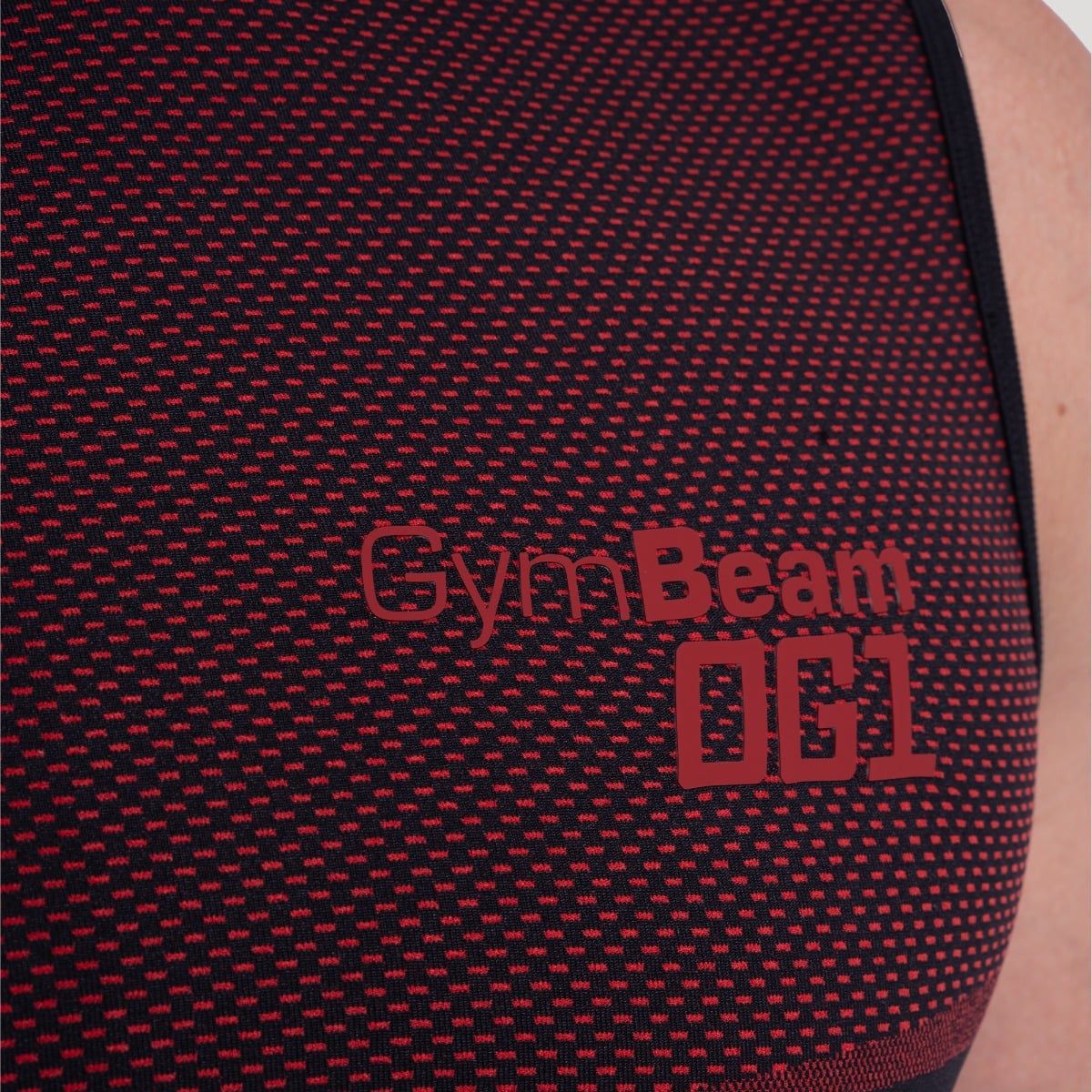 GymBeam Sport-Tanktop Herren nahtlos Slim mit Kontrastmuster OG1 Schwarz/Rot