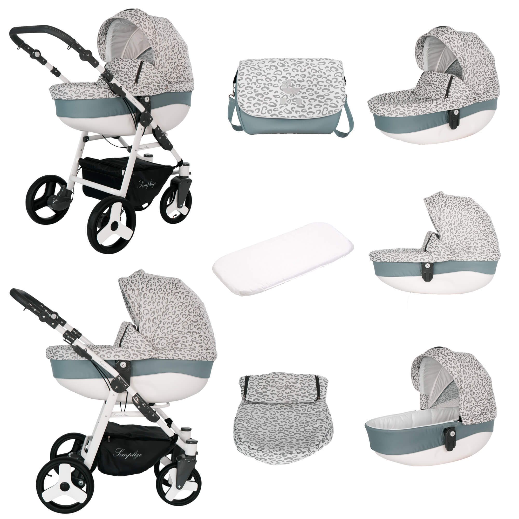 Friedrich Hugo Simpligo 2 in 1 Kinderwagen, Leopard Grau (Stoff)