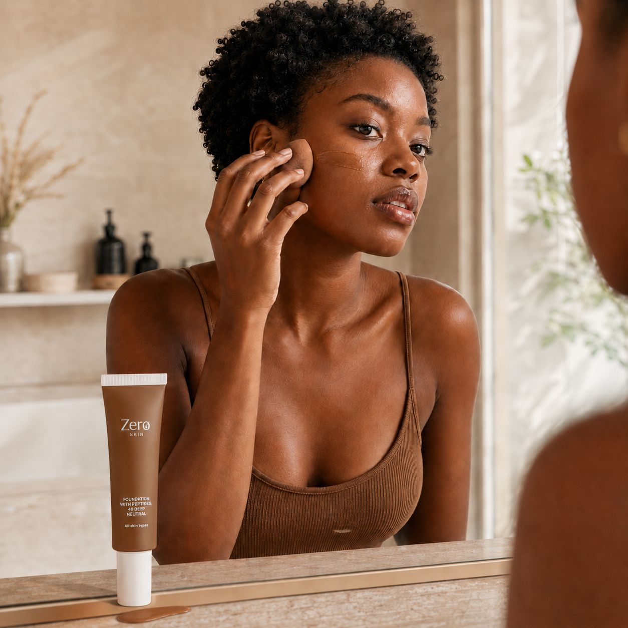 Zero Skin Foundation mit Peptiden, 40 Deep Neutral - hautpflegende Formel mit Hyaluronsäure