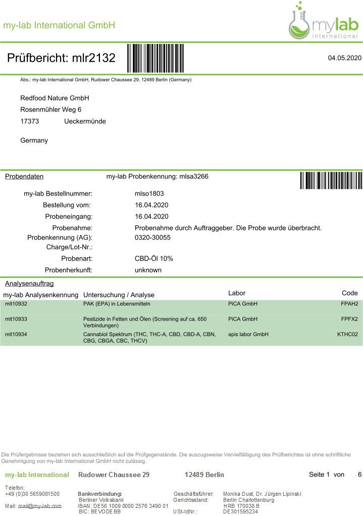 Redfood® CBD Öl Vollspektrum  10% - 10ml