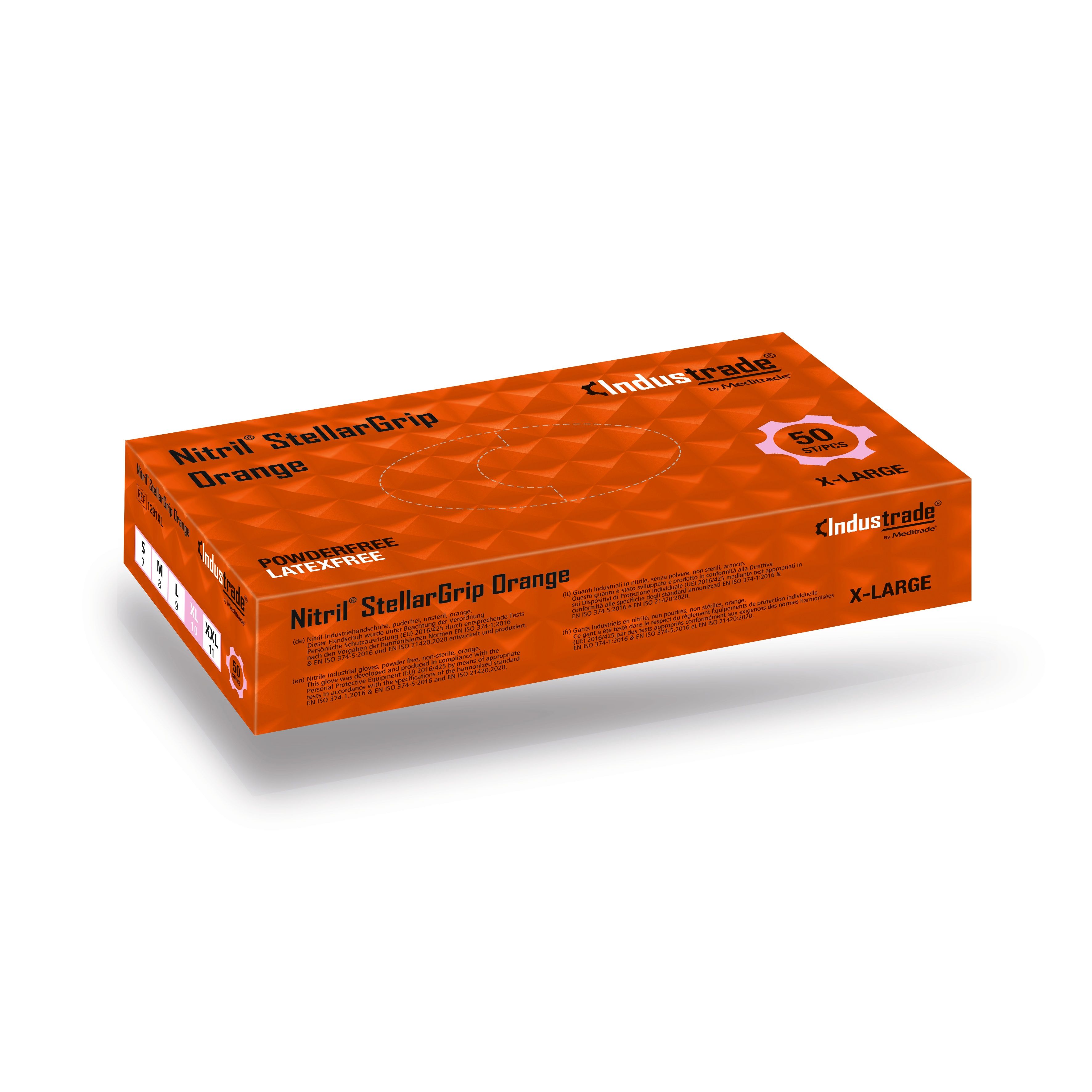 Meditrade - Einmalhandschuhe Nitril StellarGrip orange 50 Stk. XL St Handschuhe