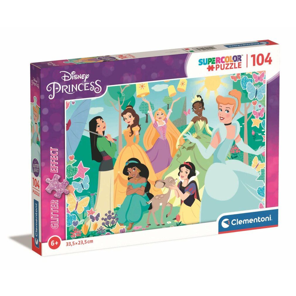 Clementoni Glitzerpuzzle Disney Prinzessin, 104tlg.